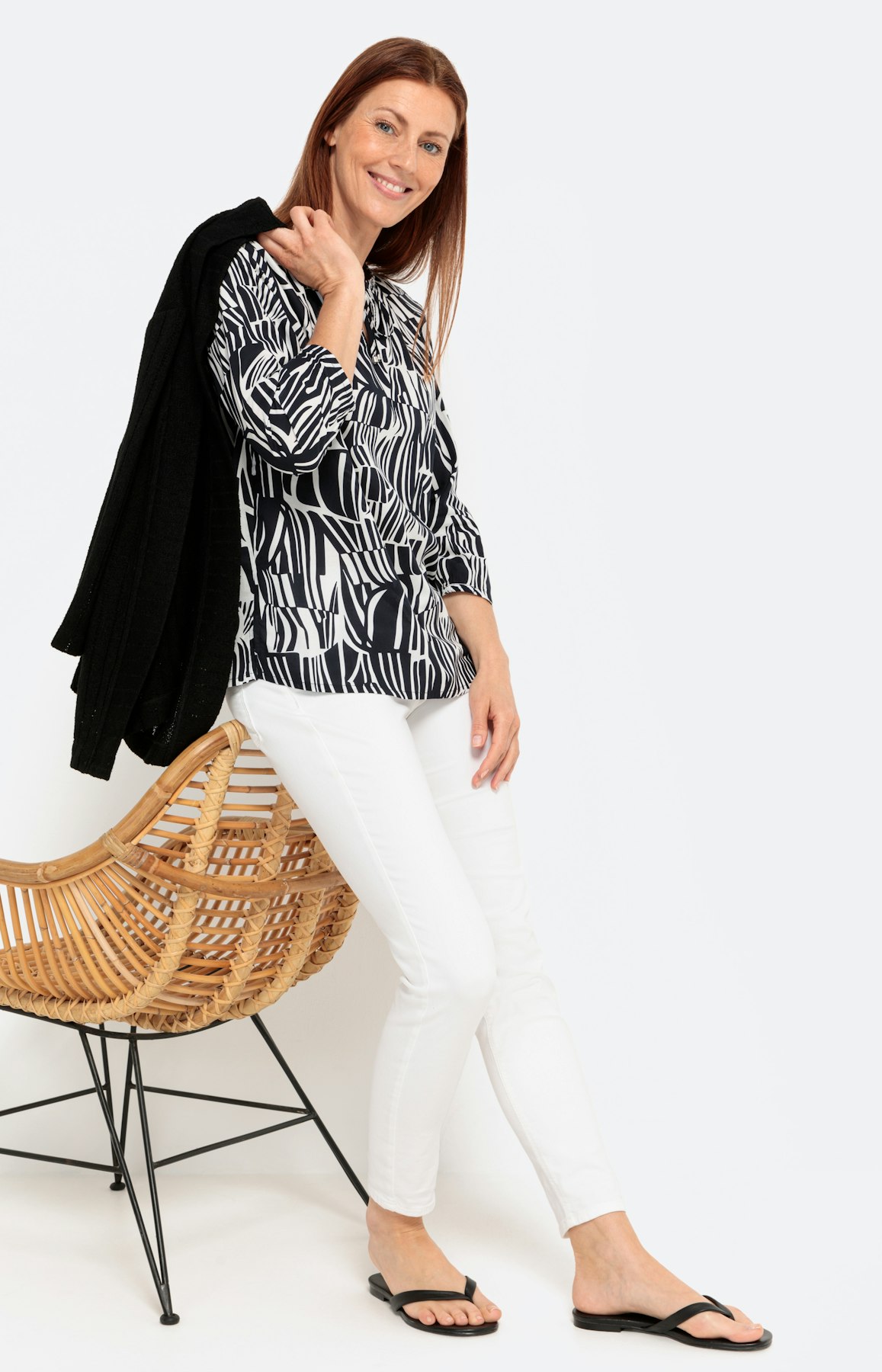Blouse met 3/4-mouwen en print all-over