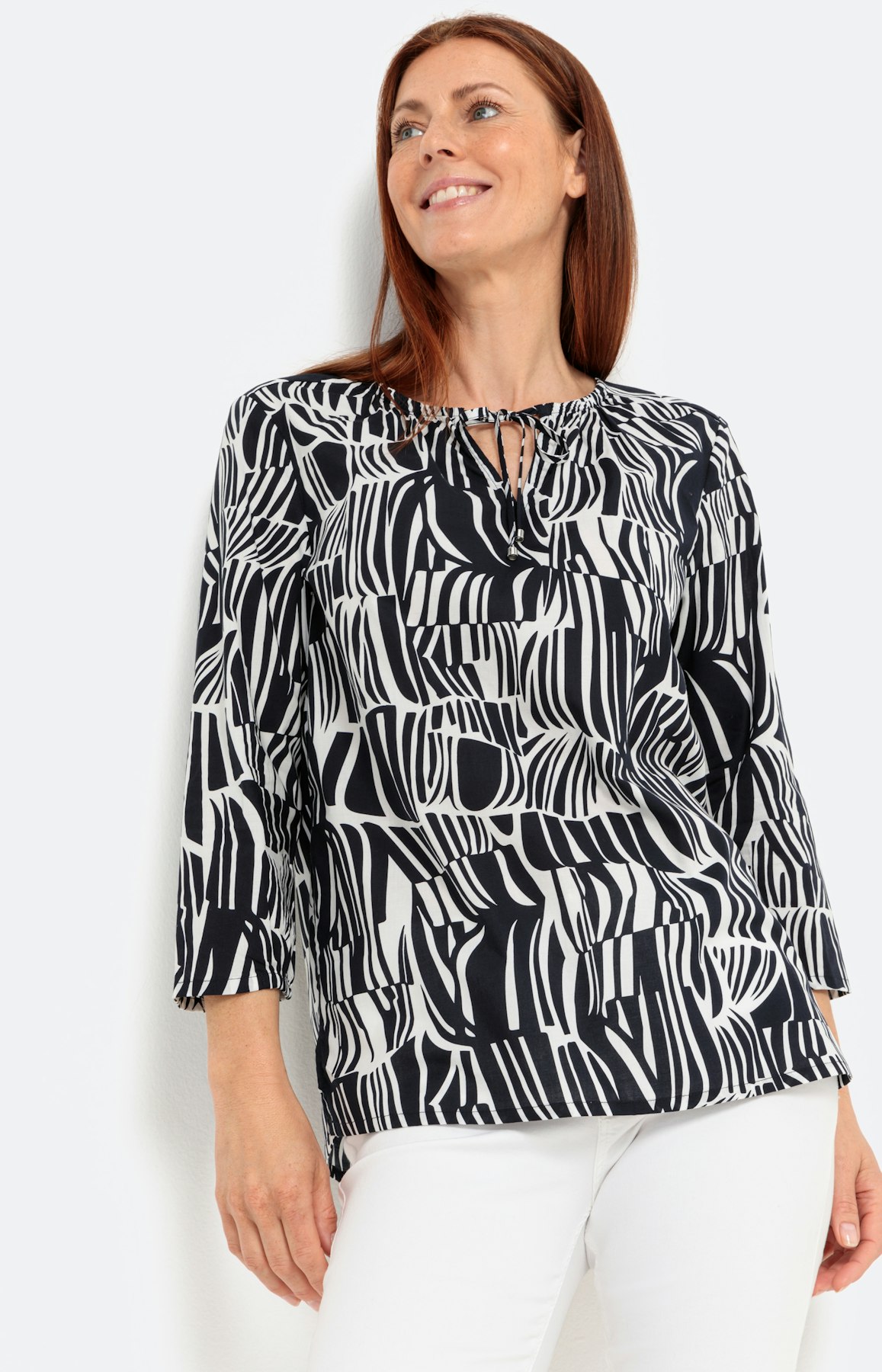 Blouse met 3/4-mouwen en print all-over