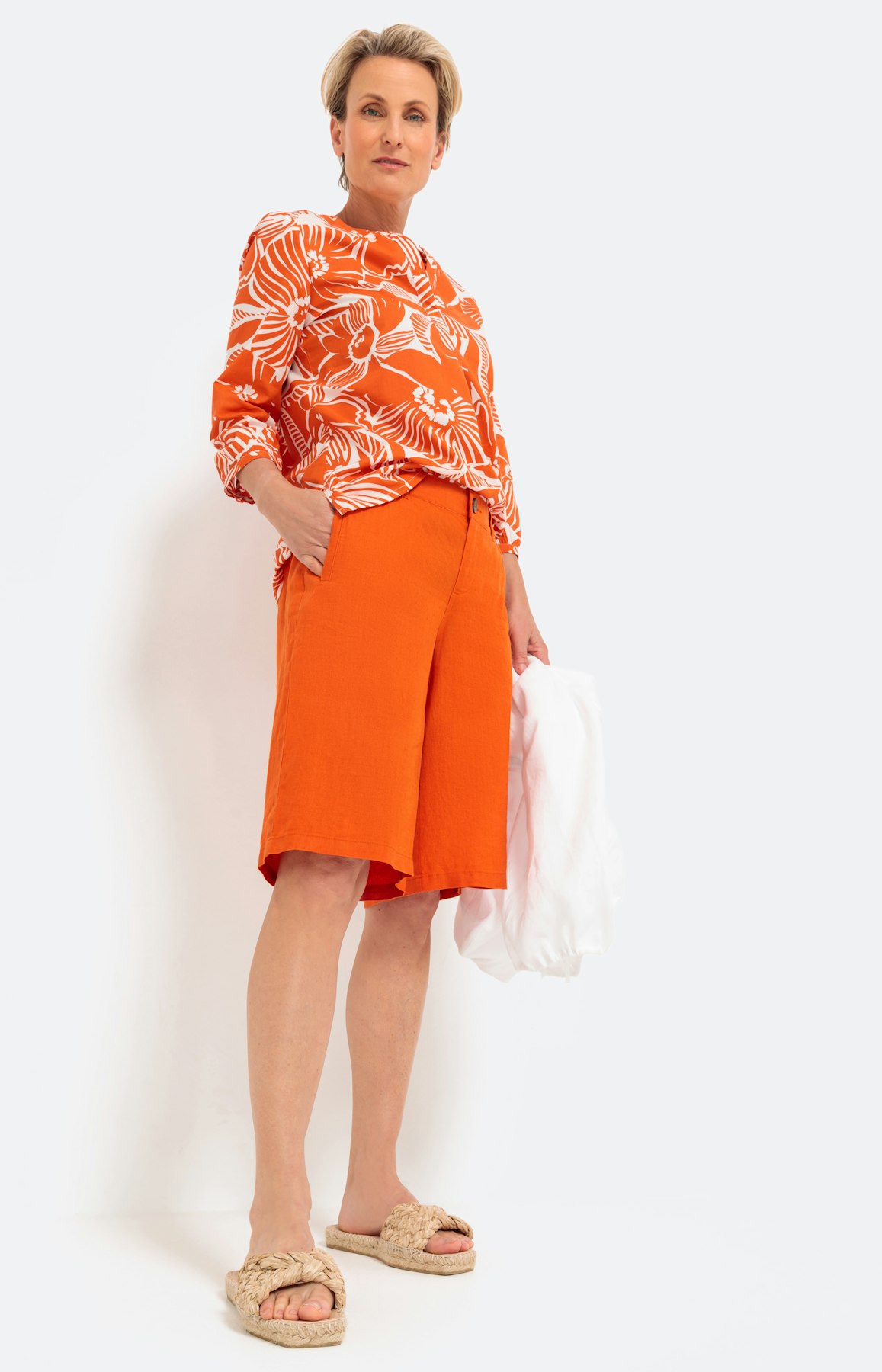 Bermuda aus Leinen, orange