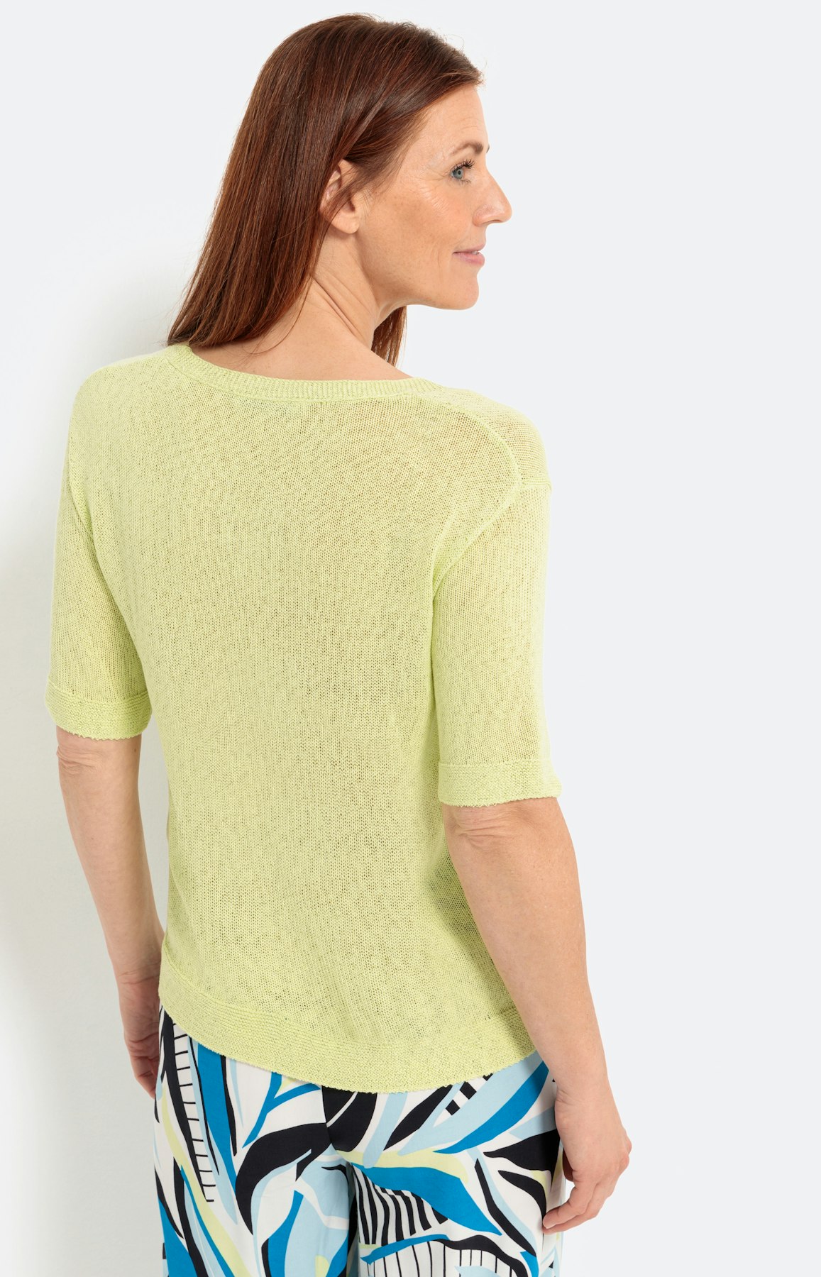 luftiger Halbarm-Pullover, gelb