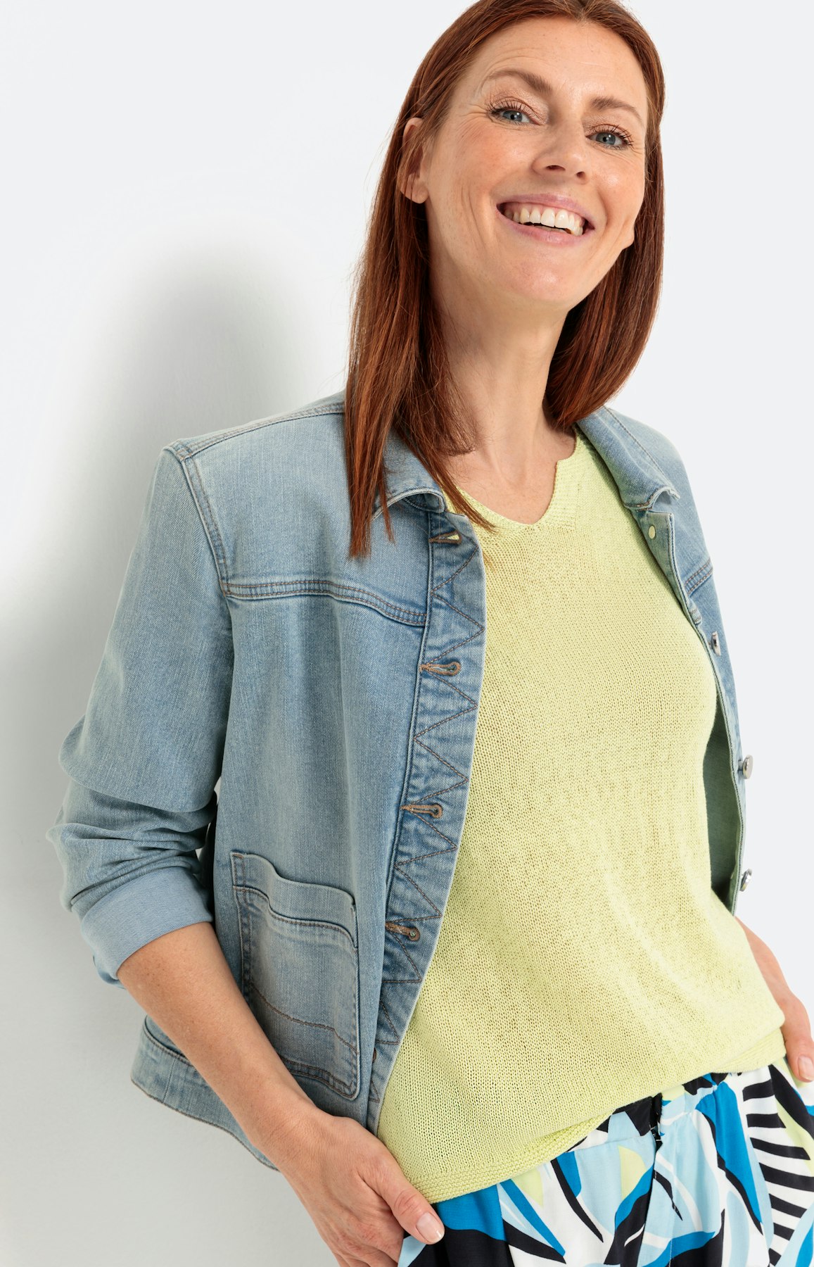 luftiger Halbarm-Pullover, gelb