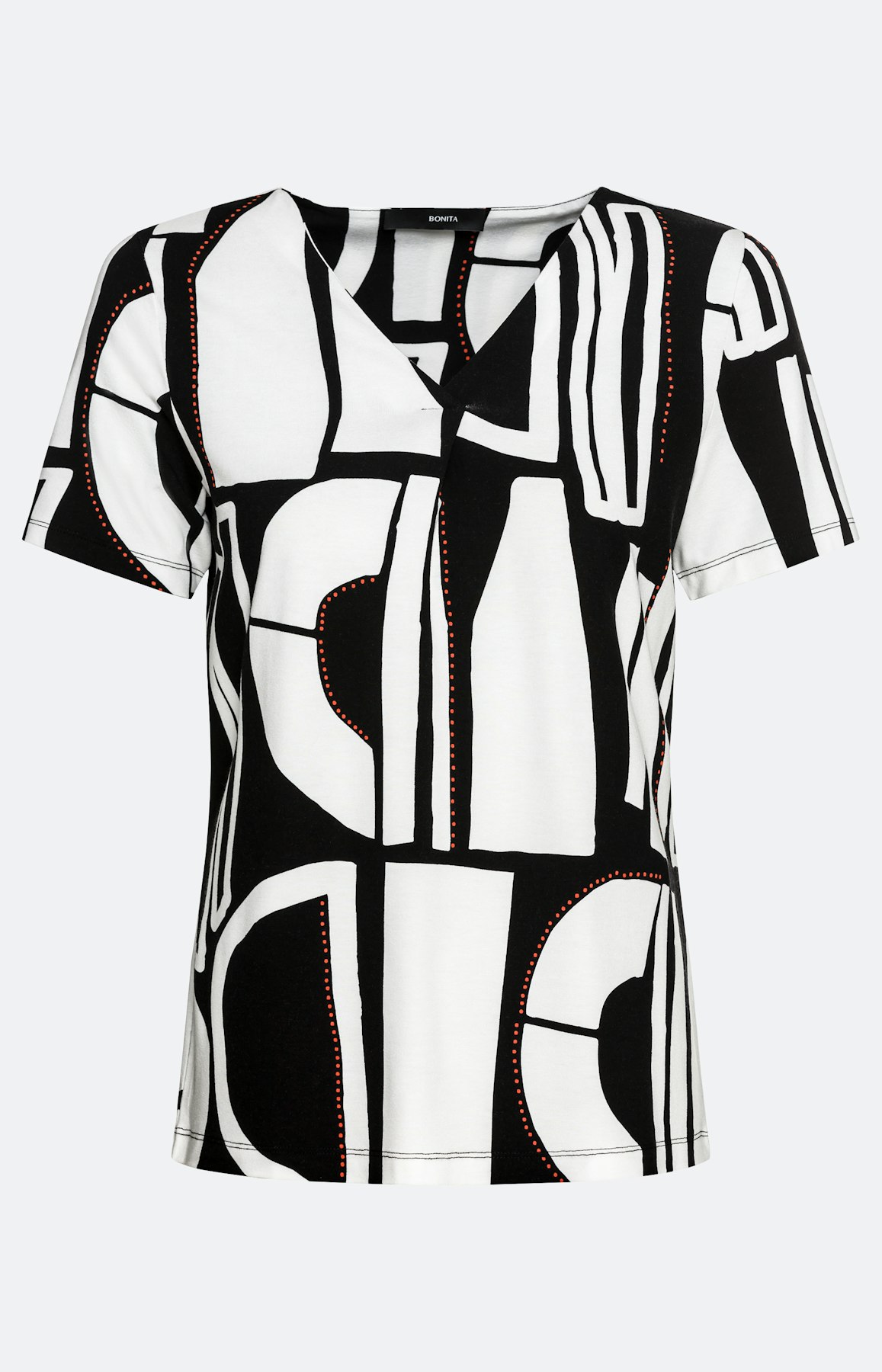 Shirt met print, korte mouwen en V-hals