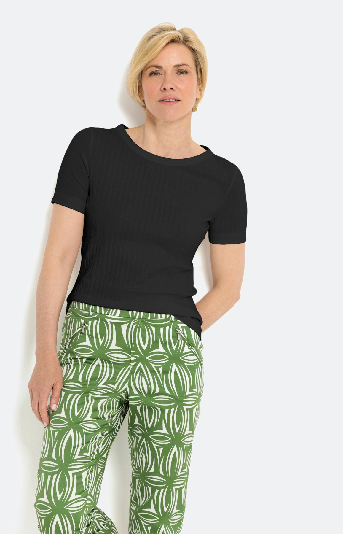 Kurzarm T-Shirt aus Rippjersey