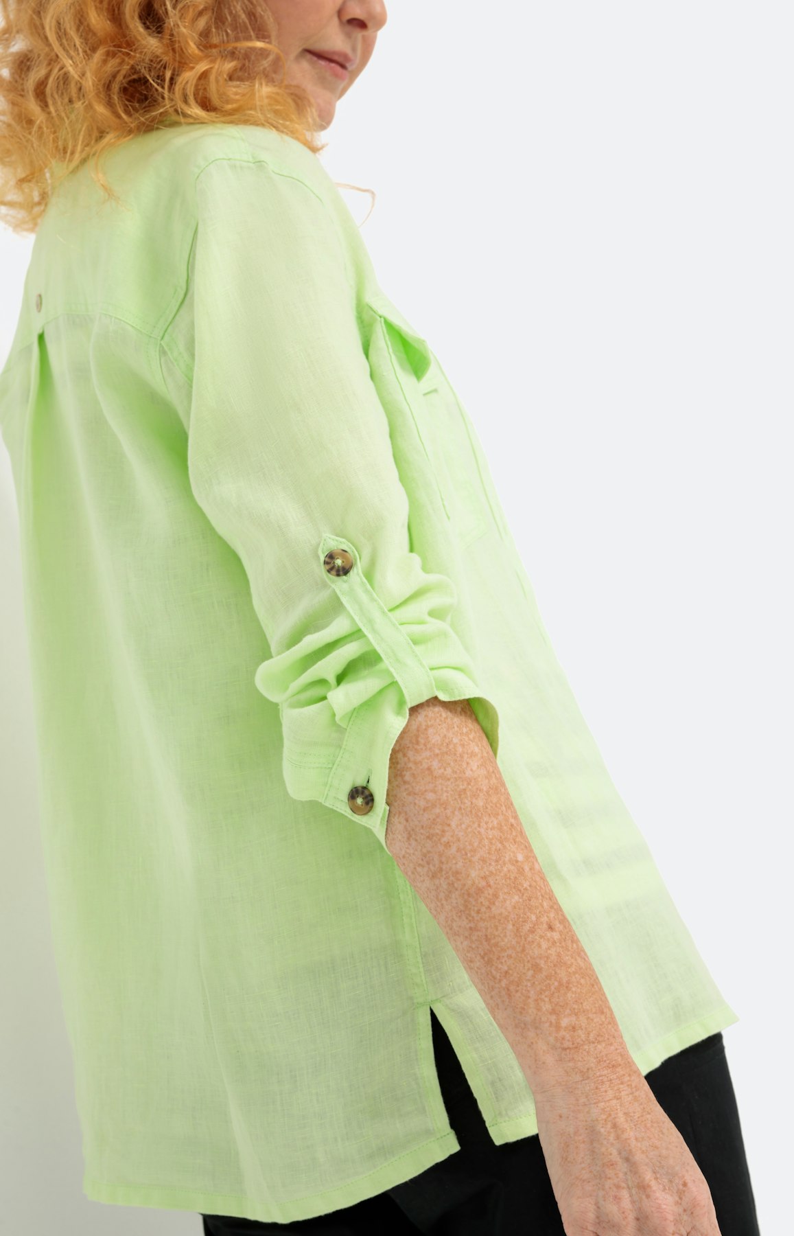 Overhemdblouse van linnen, licht groen