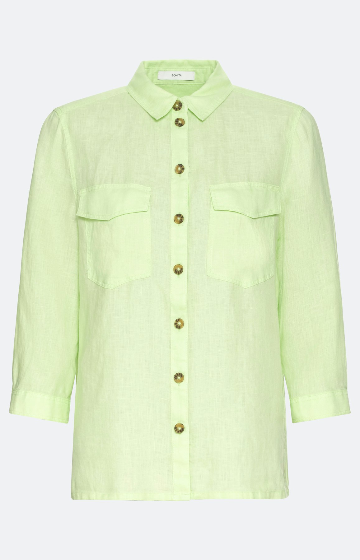 Overhemdblouse van linnen, licht groen