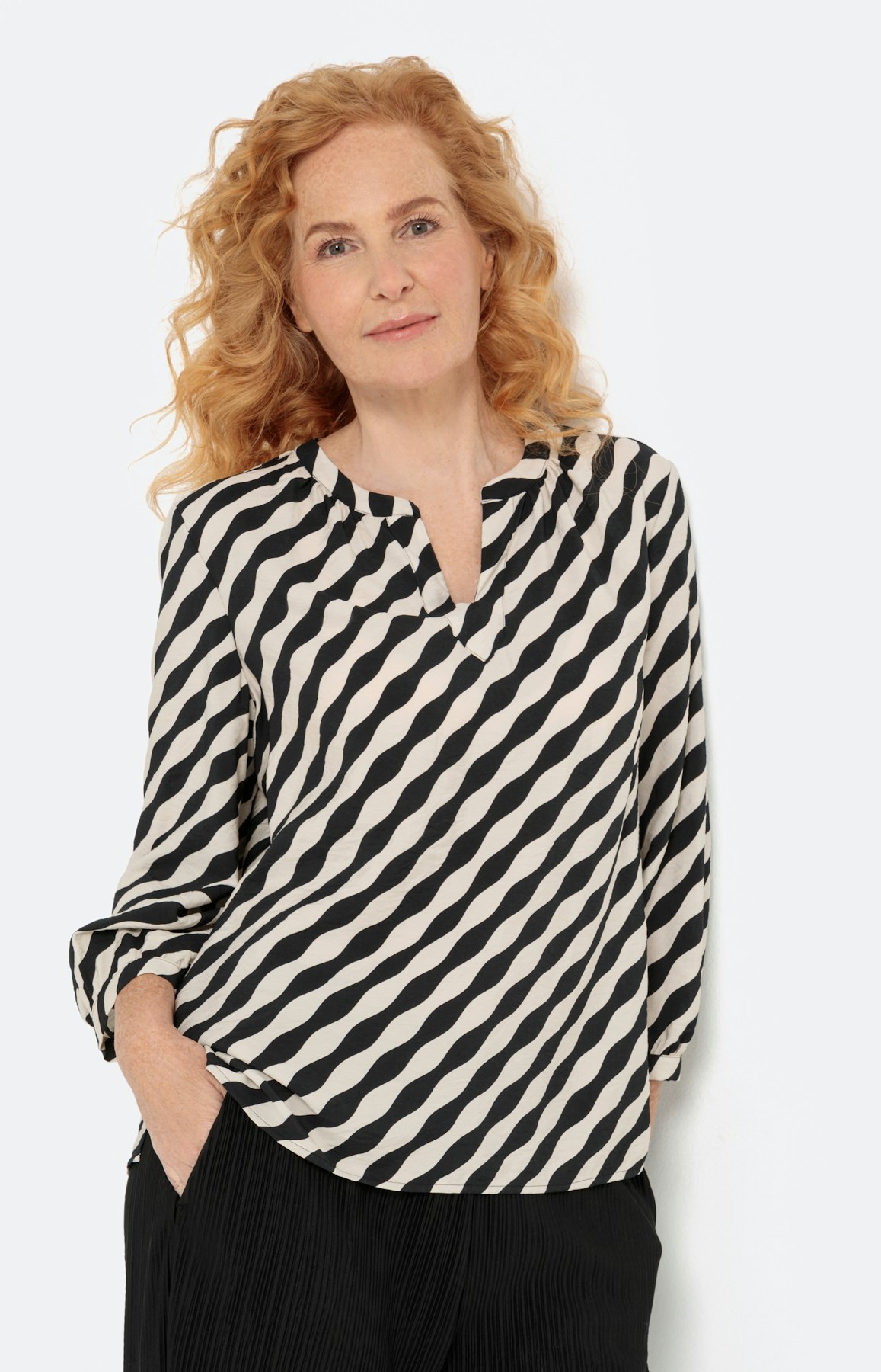 Blouse met 3/4-mouwen & lichte structuur