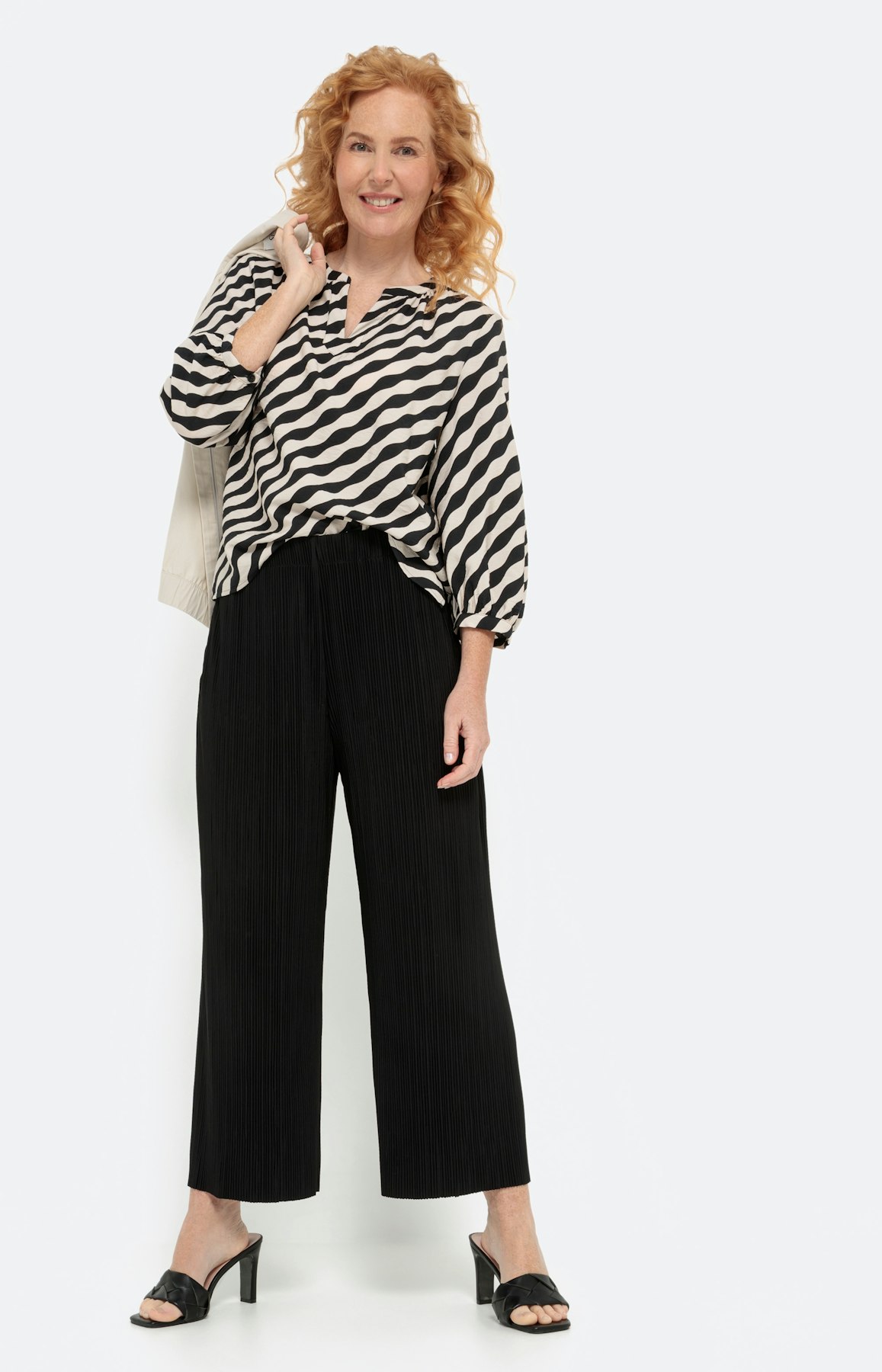 Blouse met 3/4-mouwen & lichte structuur