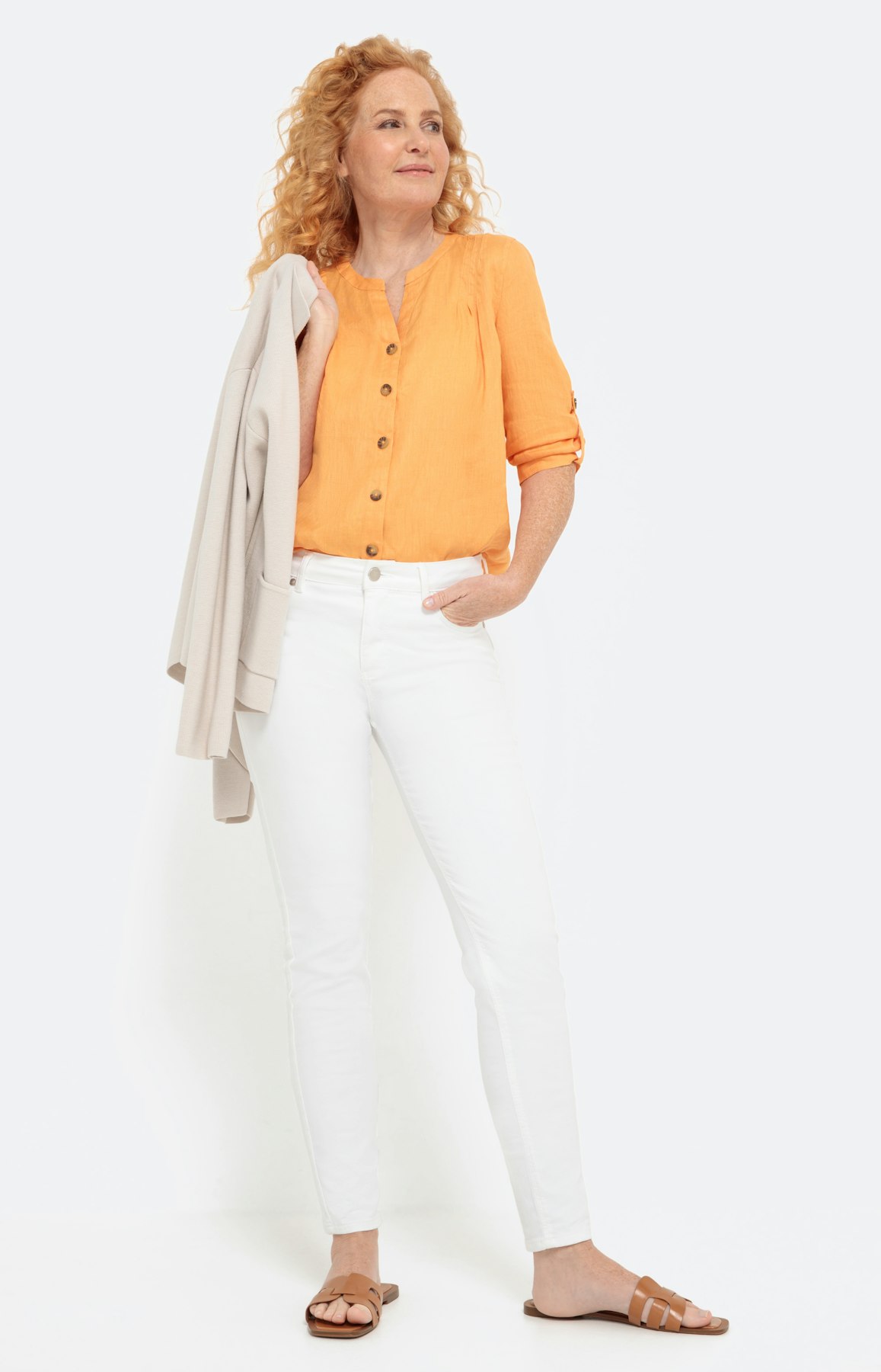 Linnen blouse met lange mouwen