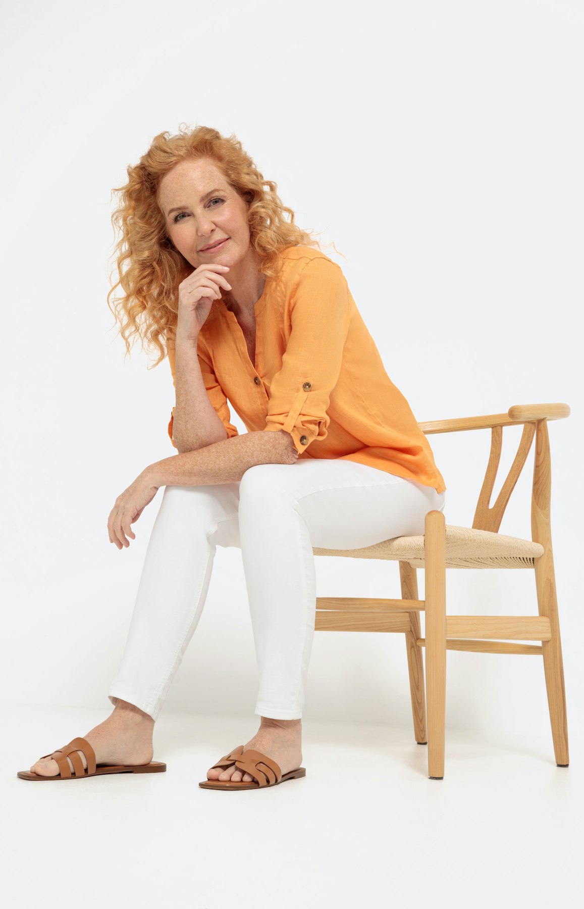 Linnen blouse met lange mouwen