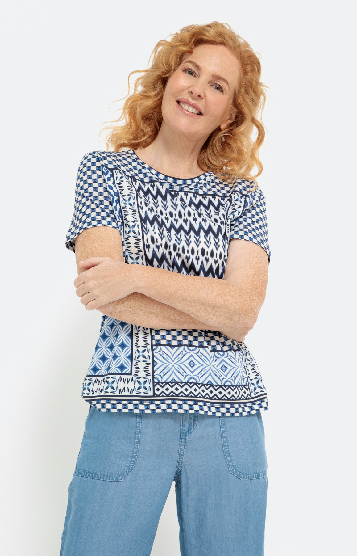 Gedessineerd shirt met korte mouwen