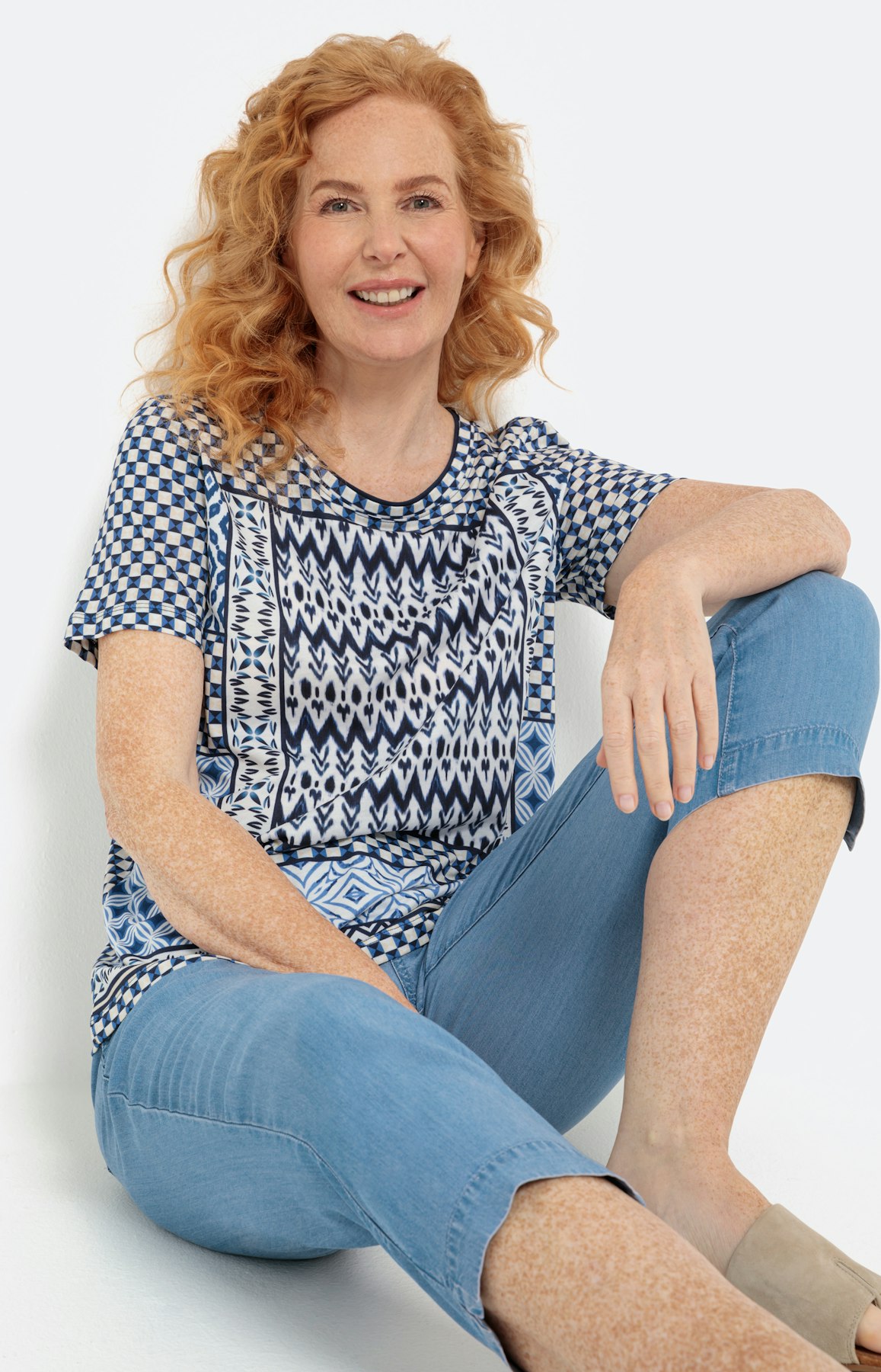 Gedessineerd shirt met korte mouwen