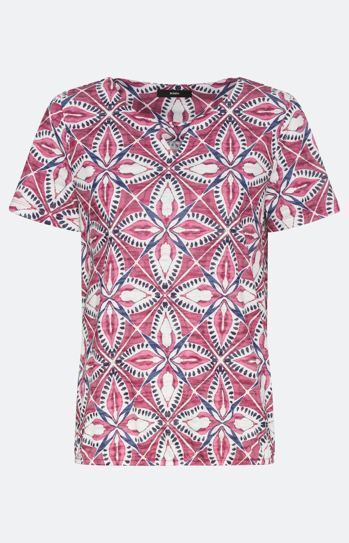 Shirt met print, korte mouwen en oogje