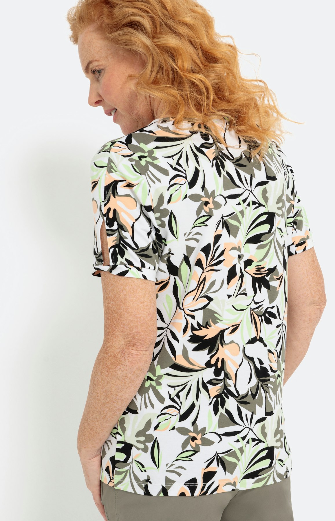 T-shirt met korte mouwen en bladerprint