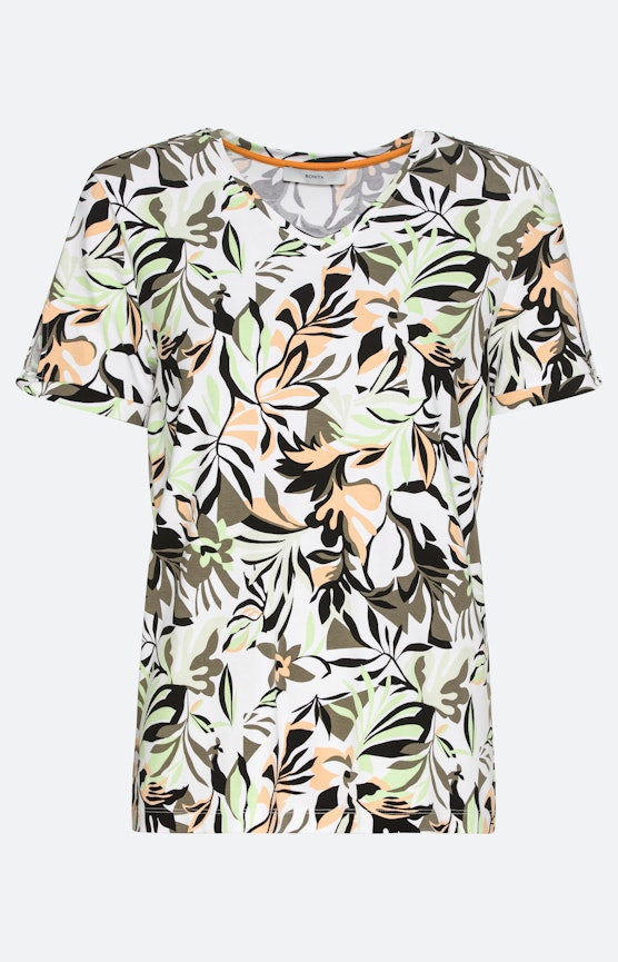 Kurzarm T-Shirt mit Blätterprint