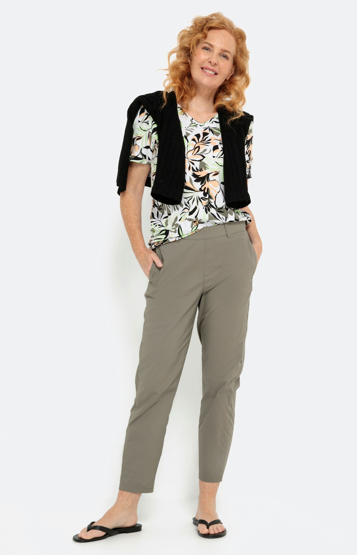 T-shirt met korte mouwen en bladerprint