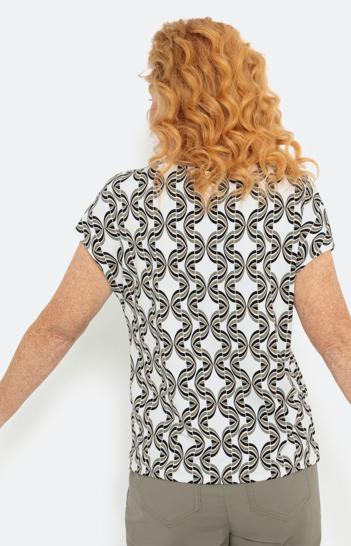 Shirt met korte mouwen en strik