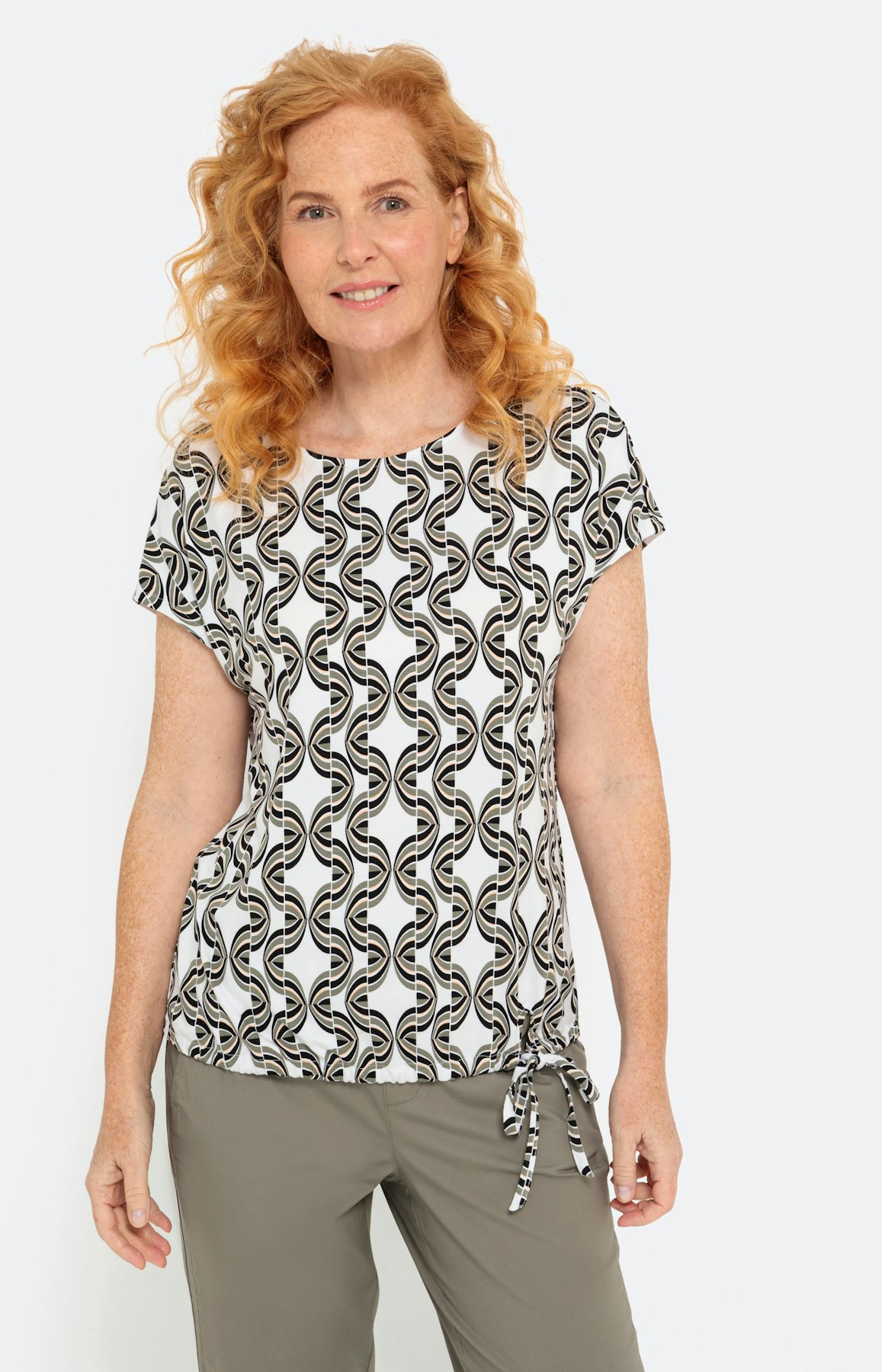 Shirt met korte mouwen en strik