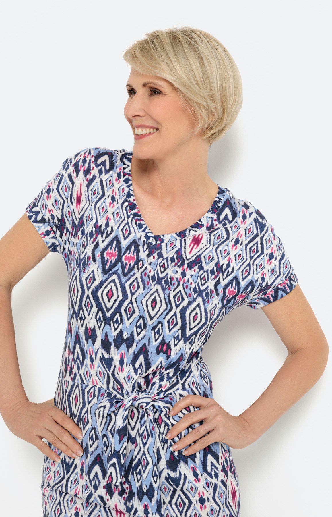 Vrouwelijk jerseyjurk, met motief