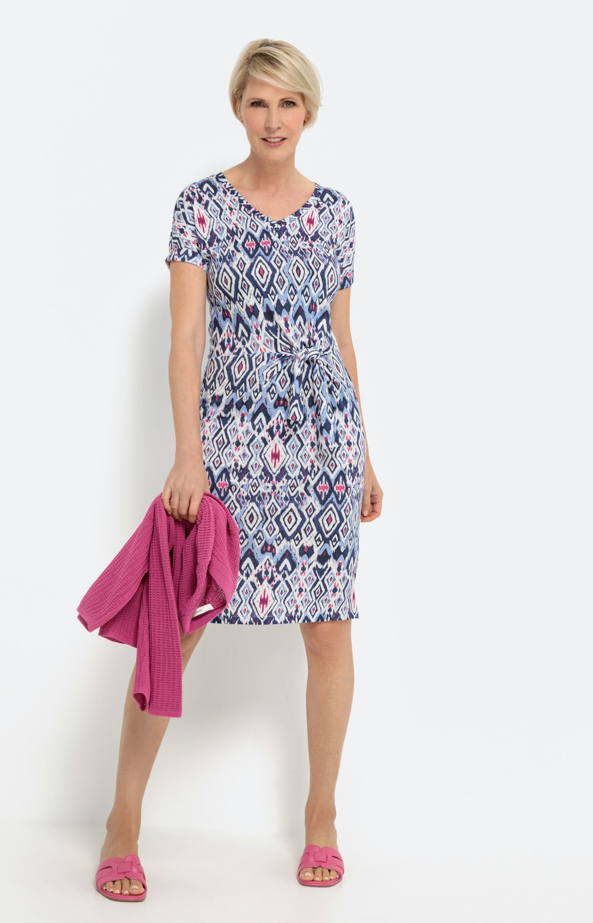 Vrouwelijk jerseyjurk, met motief