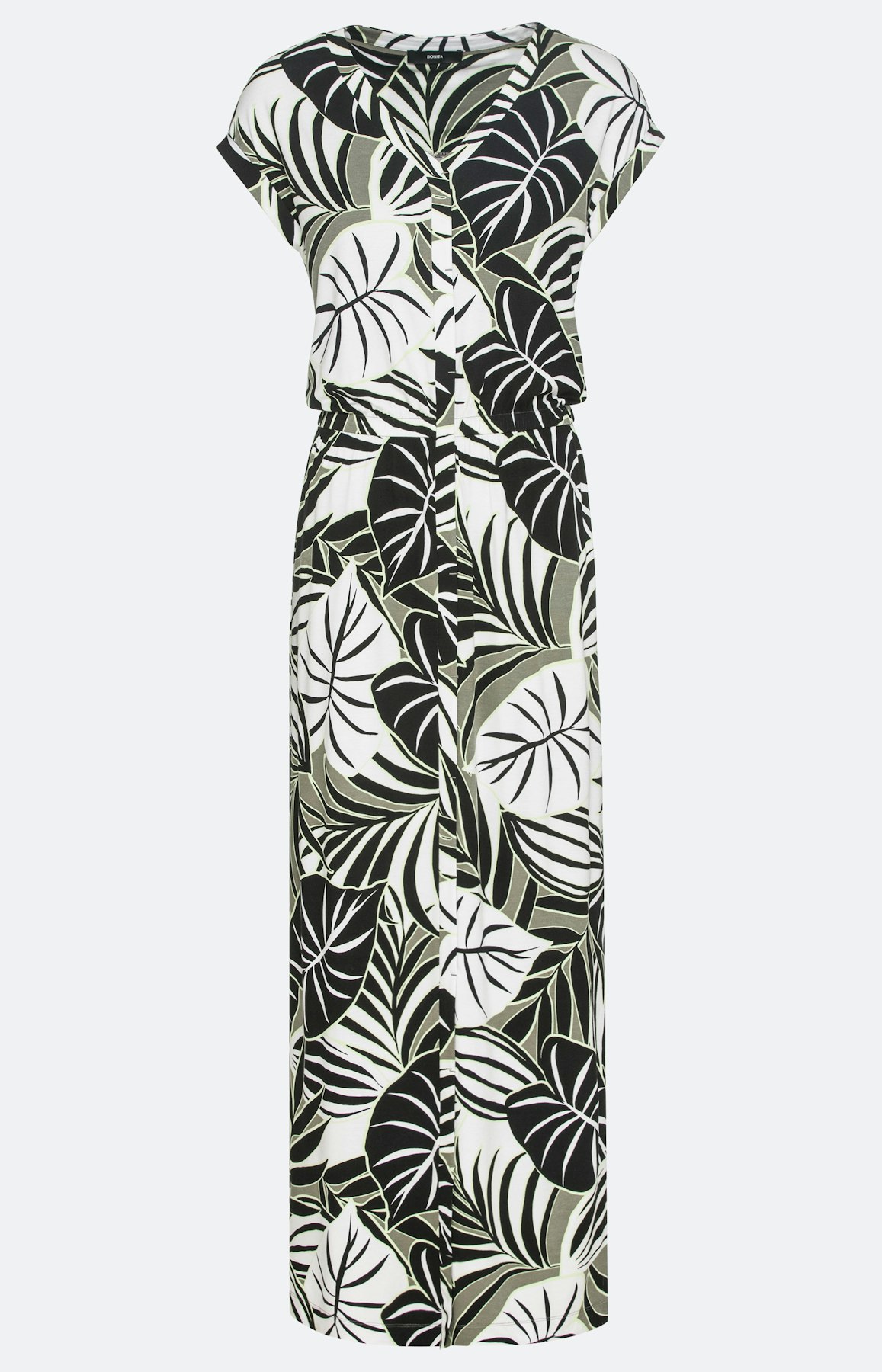 Viscose stretch maxi-jurk, bladerenprint
