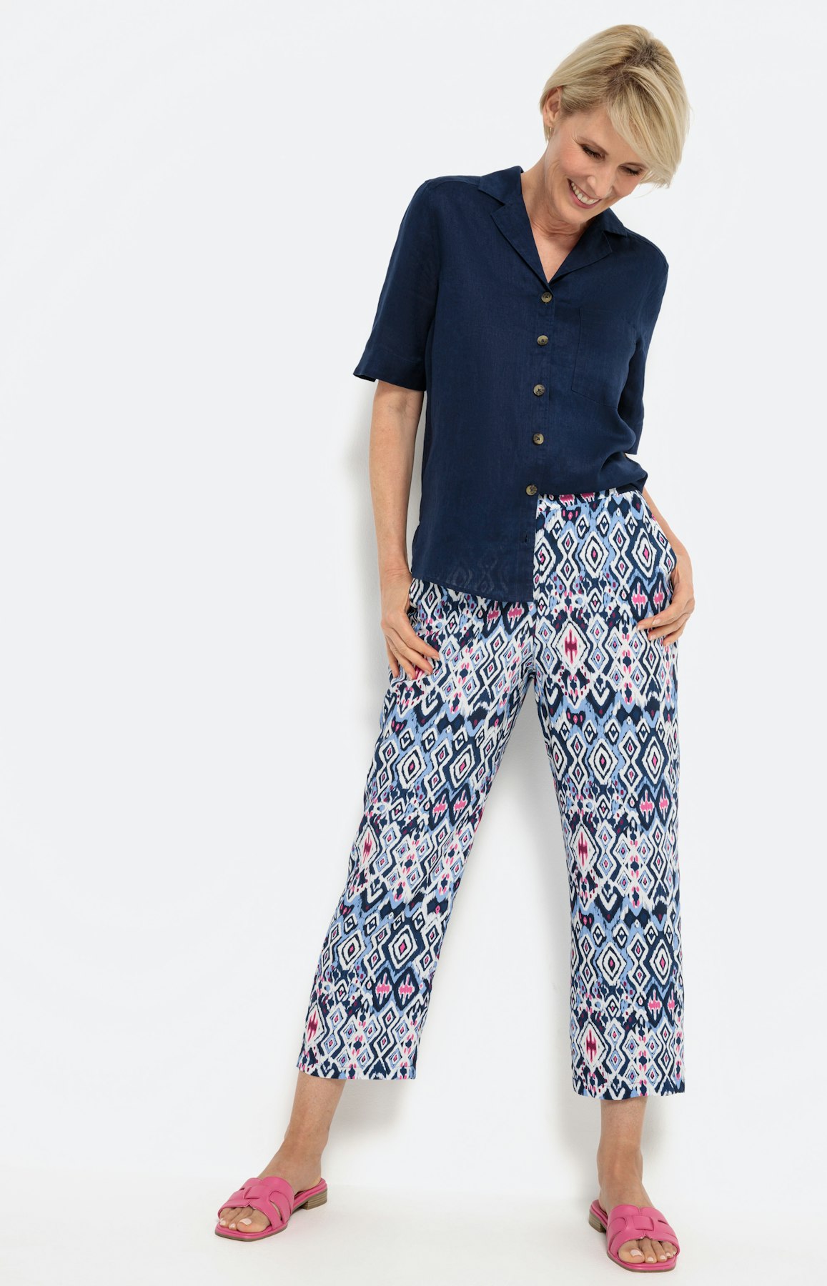 Linnen overhemd blouse, blauw