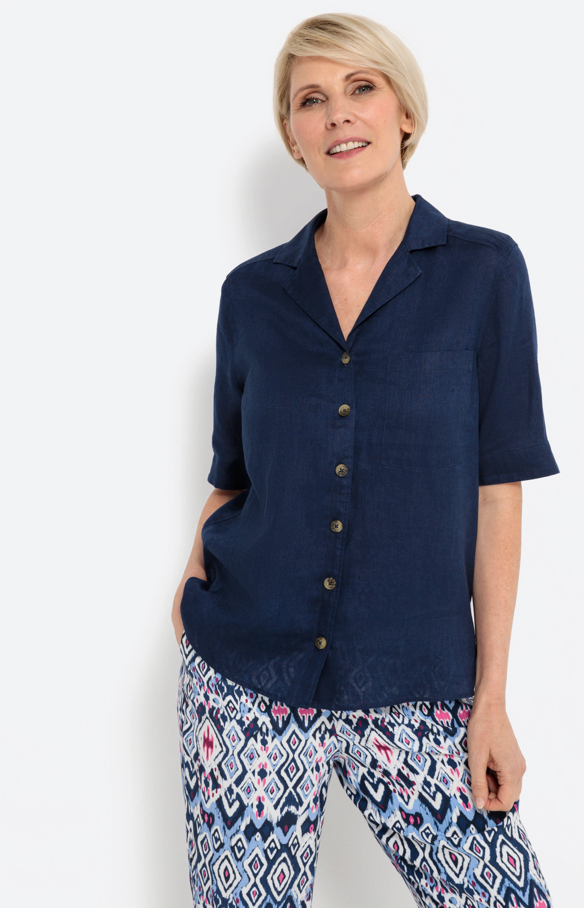 Lascana Blouse met korte mouwen met stppenprnt, damesblouse, elegant