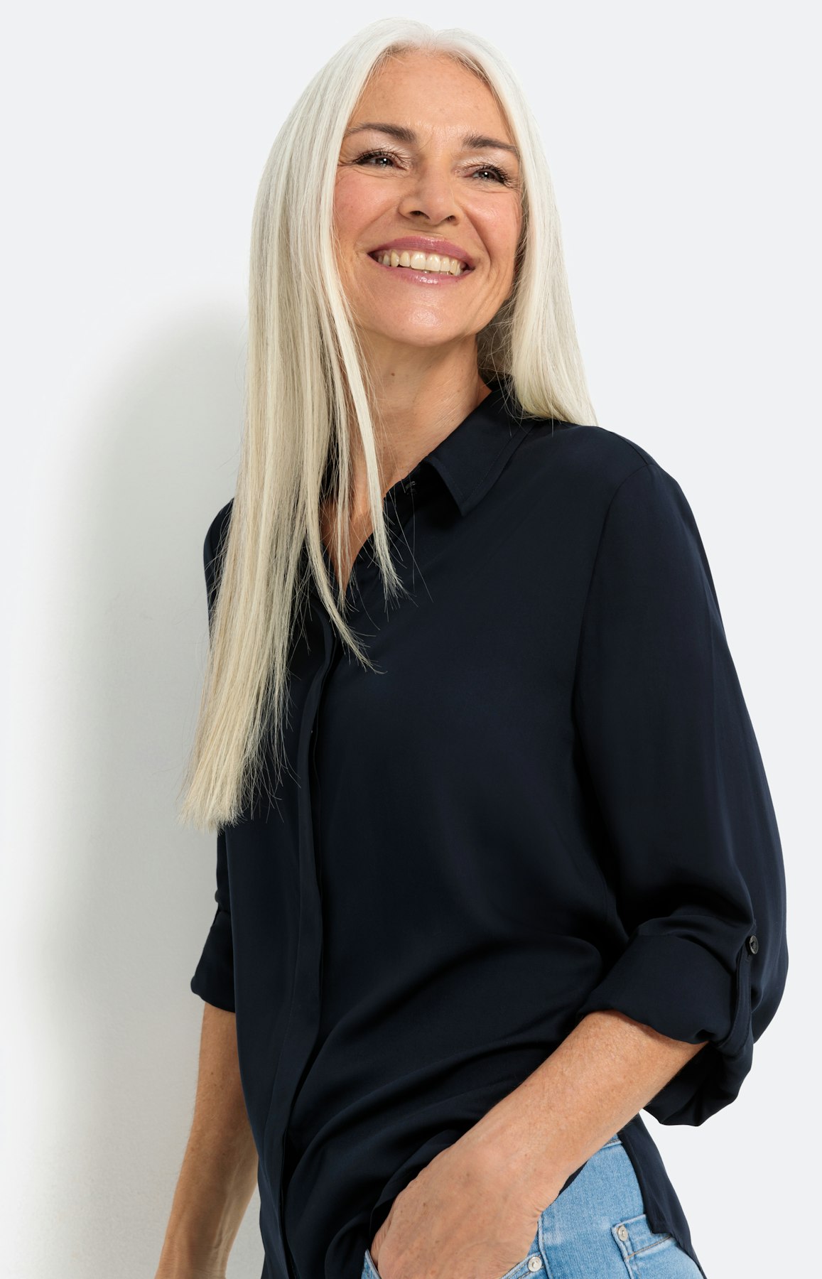 Effen blouse met lange mouwen