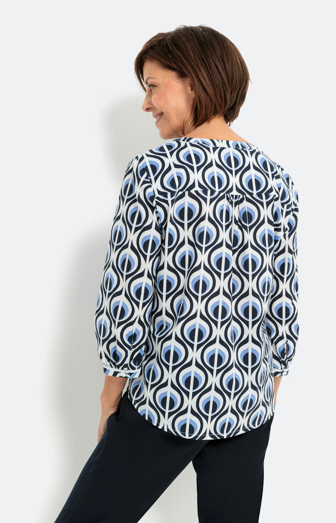 Bluse mit 3/4-Ärmel und Retromuster
