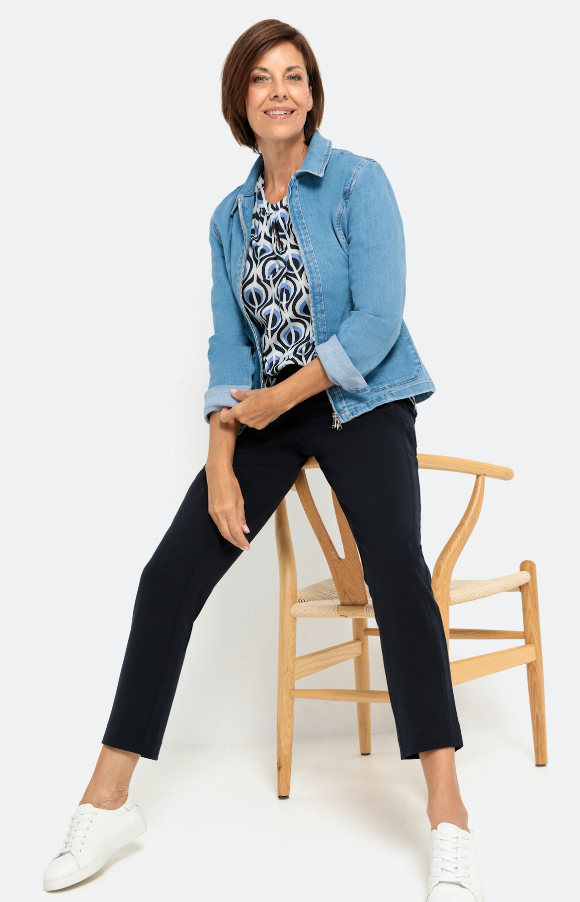 Bluse mit 3/4-Ärmel und Retromuster