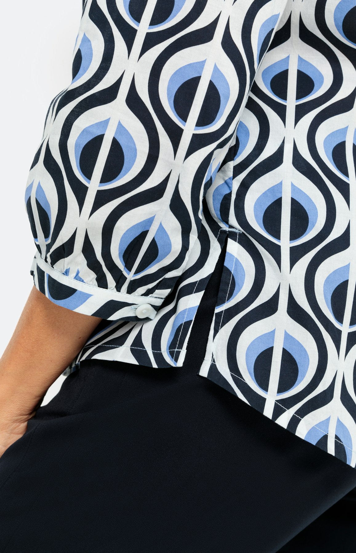 Bluse mit 3/4-Ärmel und Retromuster