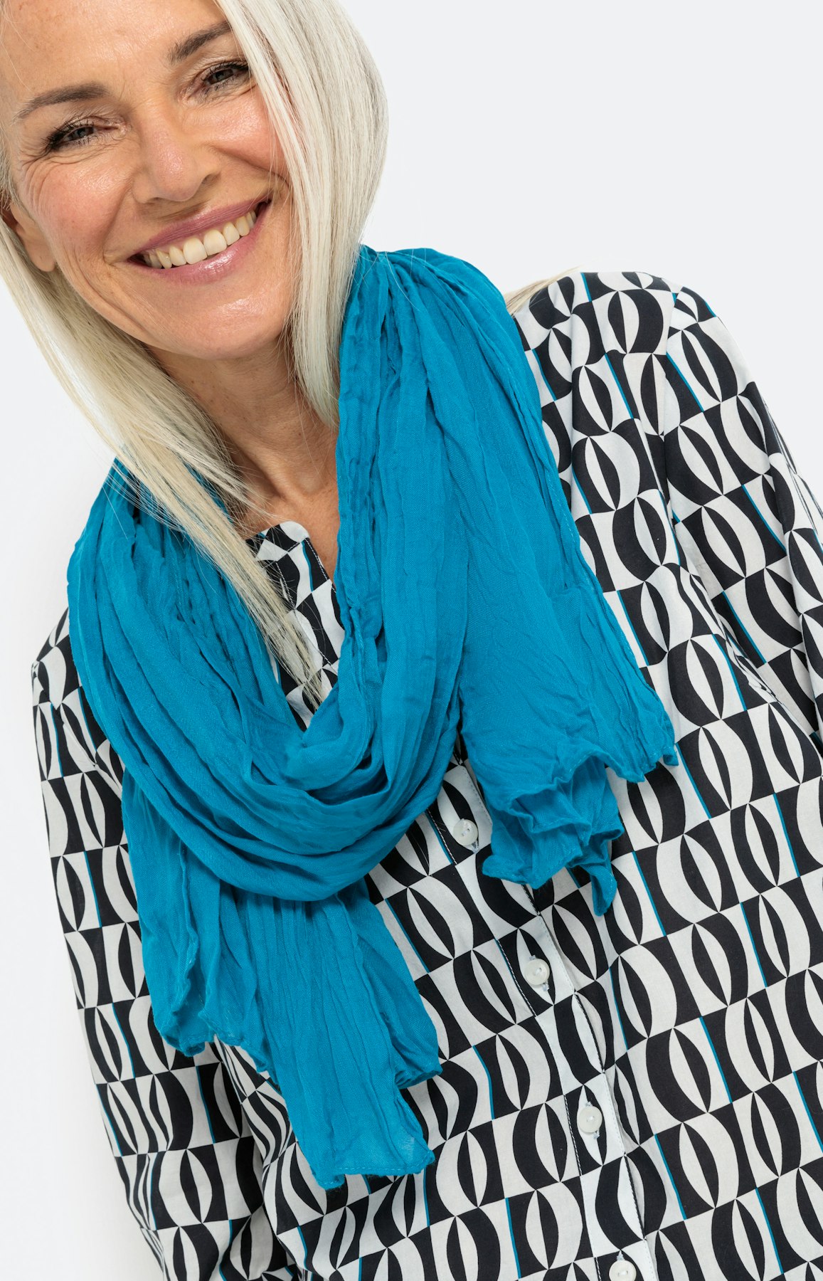 Blouse van cotton voile met lange mouwen