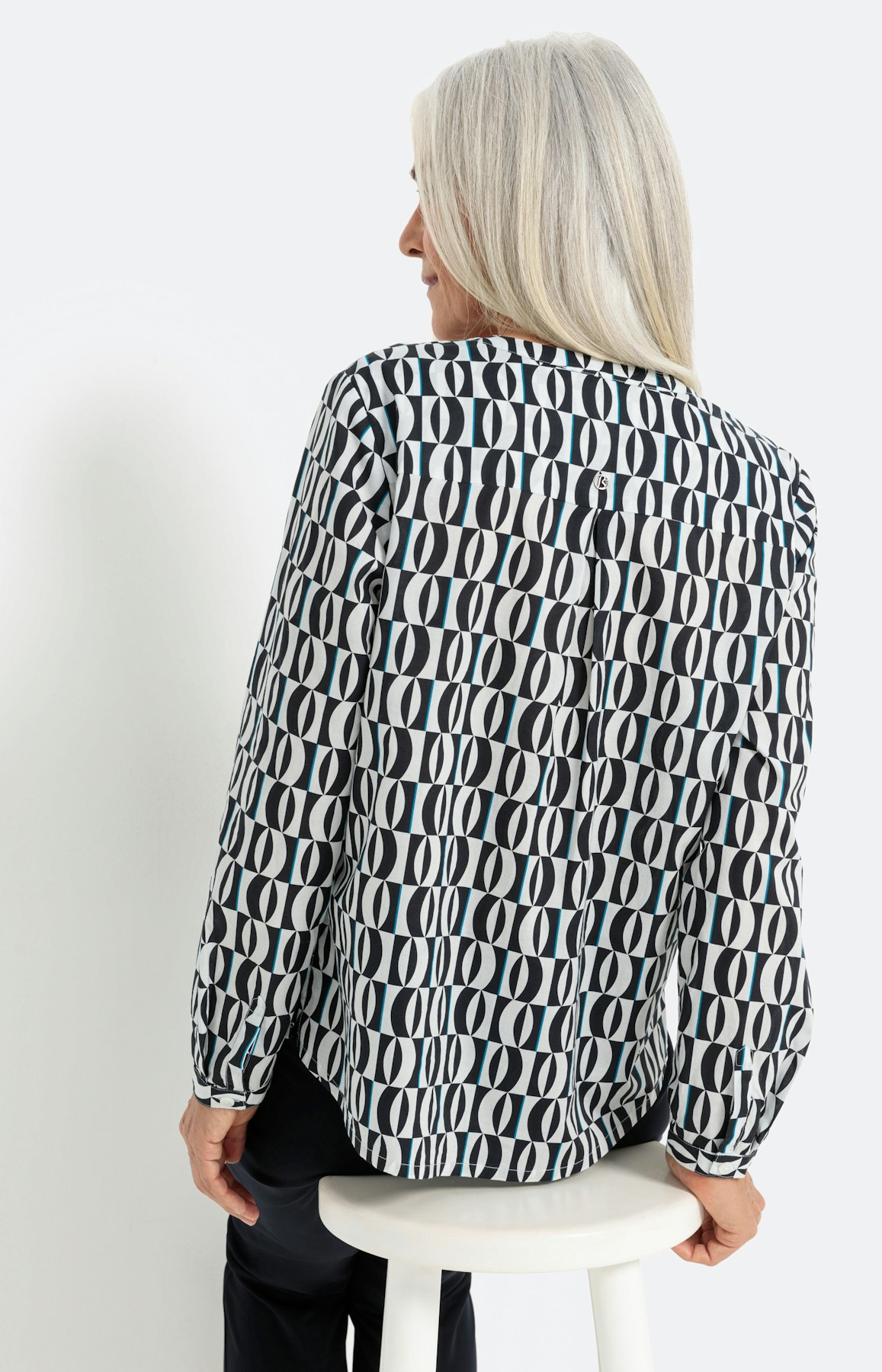 Blouse van cotton voile met lange mouwen