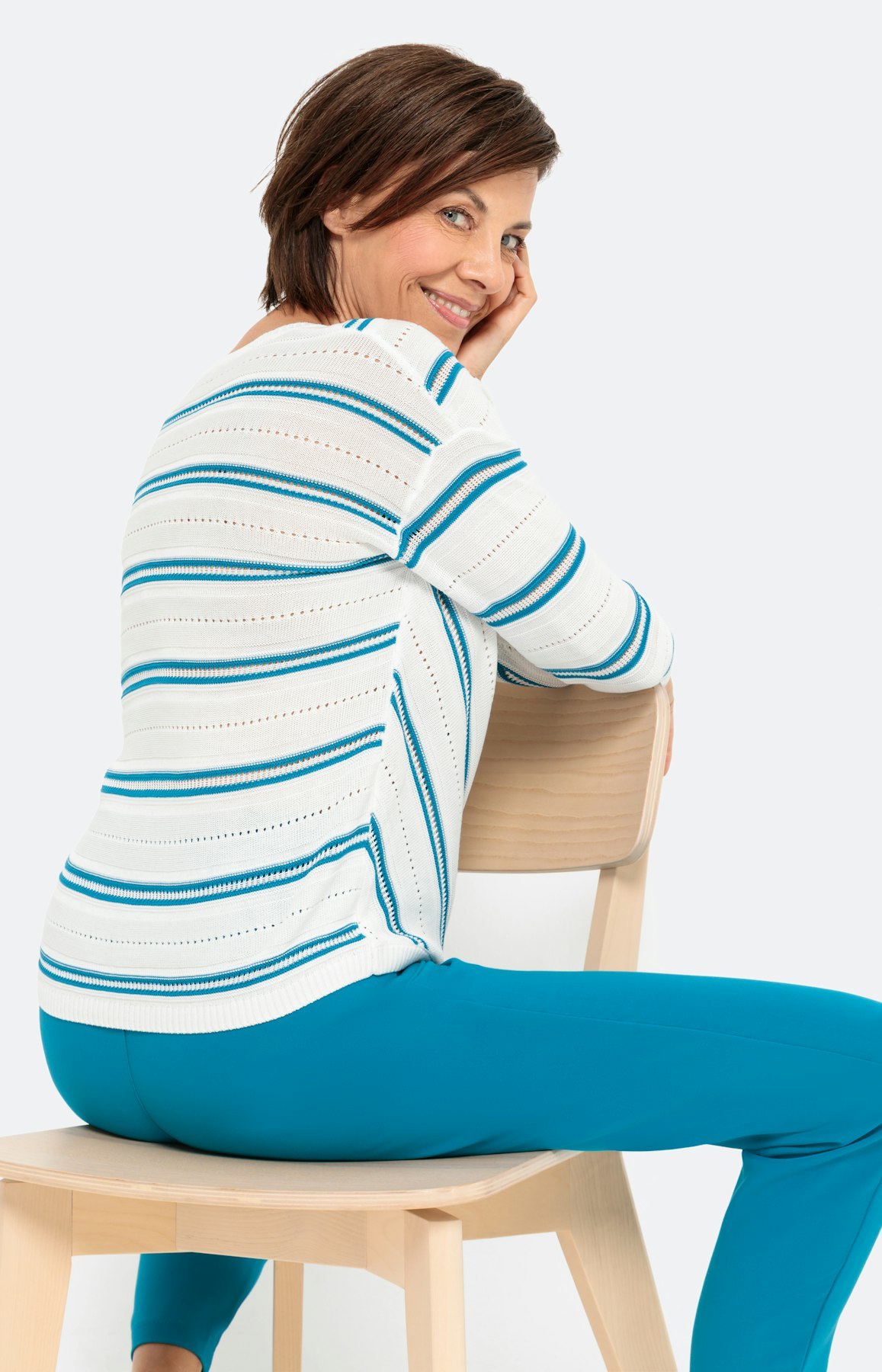 Gestreepte trui met 3/4-mouwen