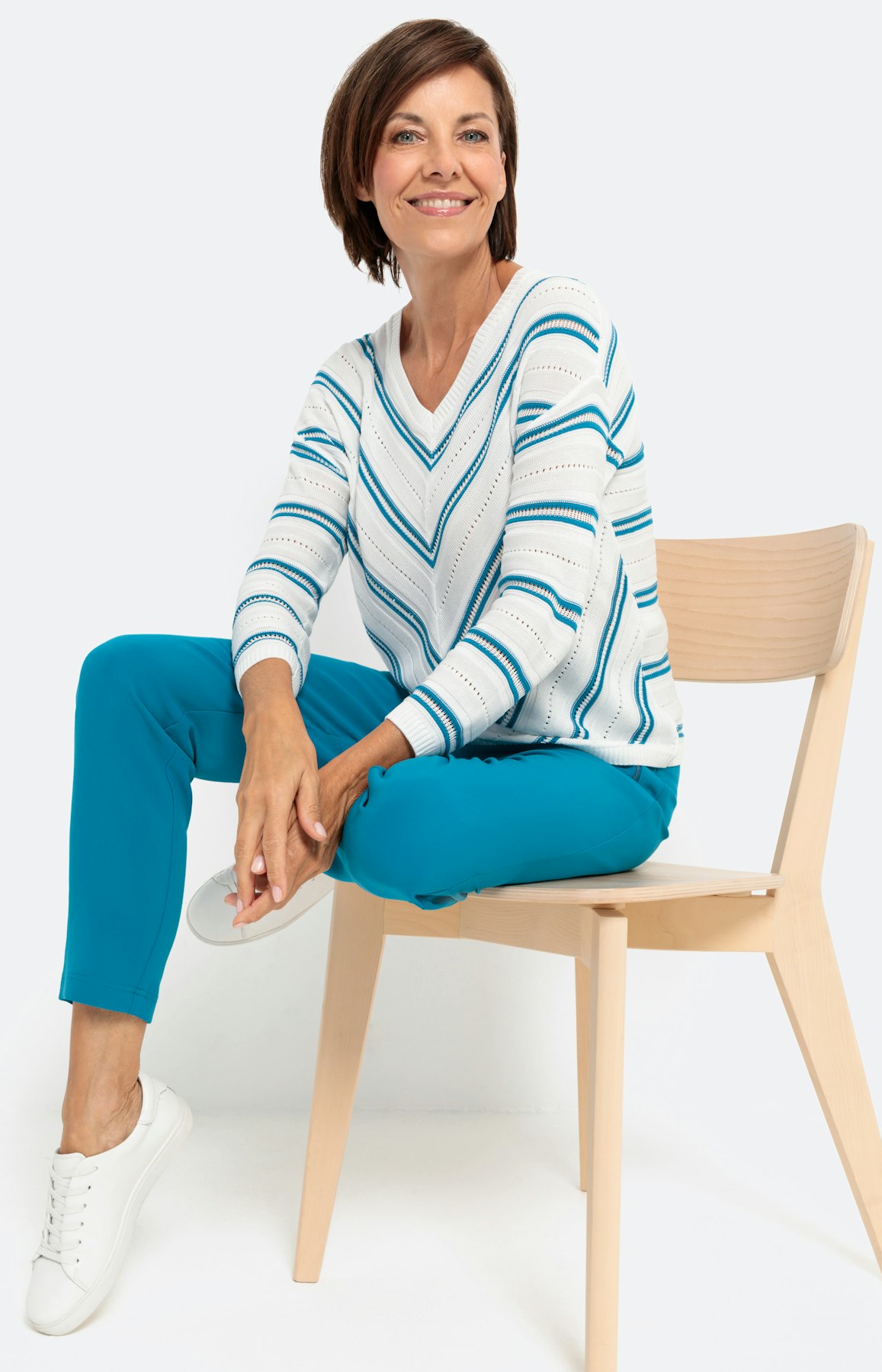 Gestreepte trui met 3/4-mouwen