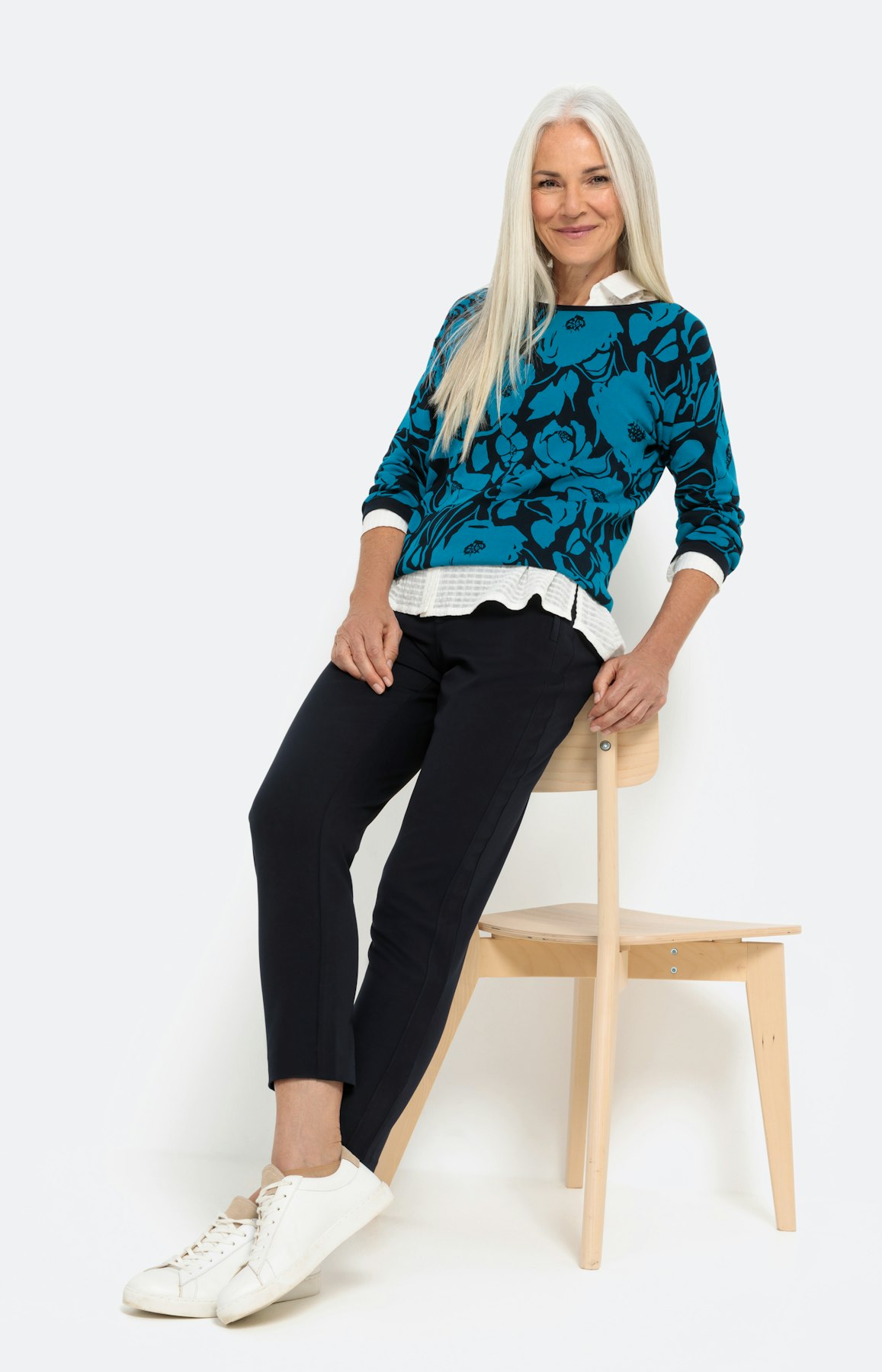 Pullover mit 3/4-Arm und Blumenprint