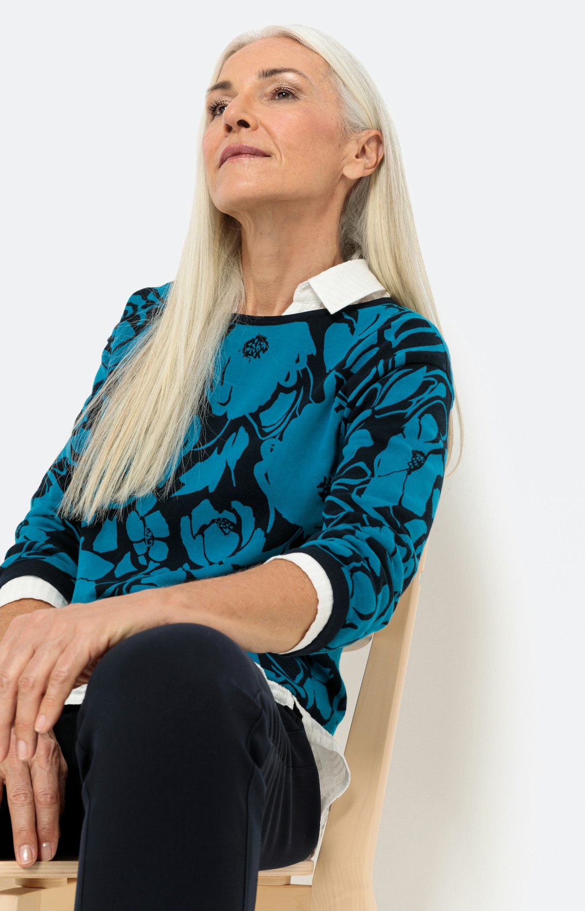 Pullover mit 3/4-Arm und Blumenprint