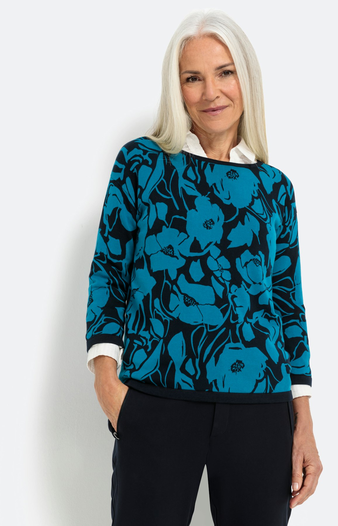 Pullover mit 3/4-Arm und Blumenprint