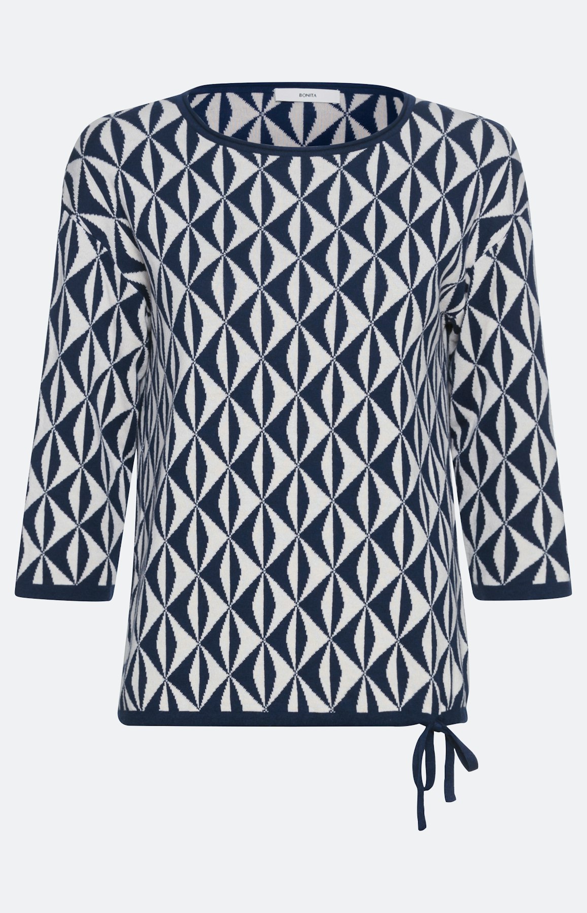 Gemusterter Pullover mit 3/4-Ärmel