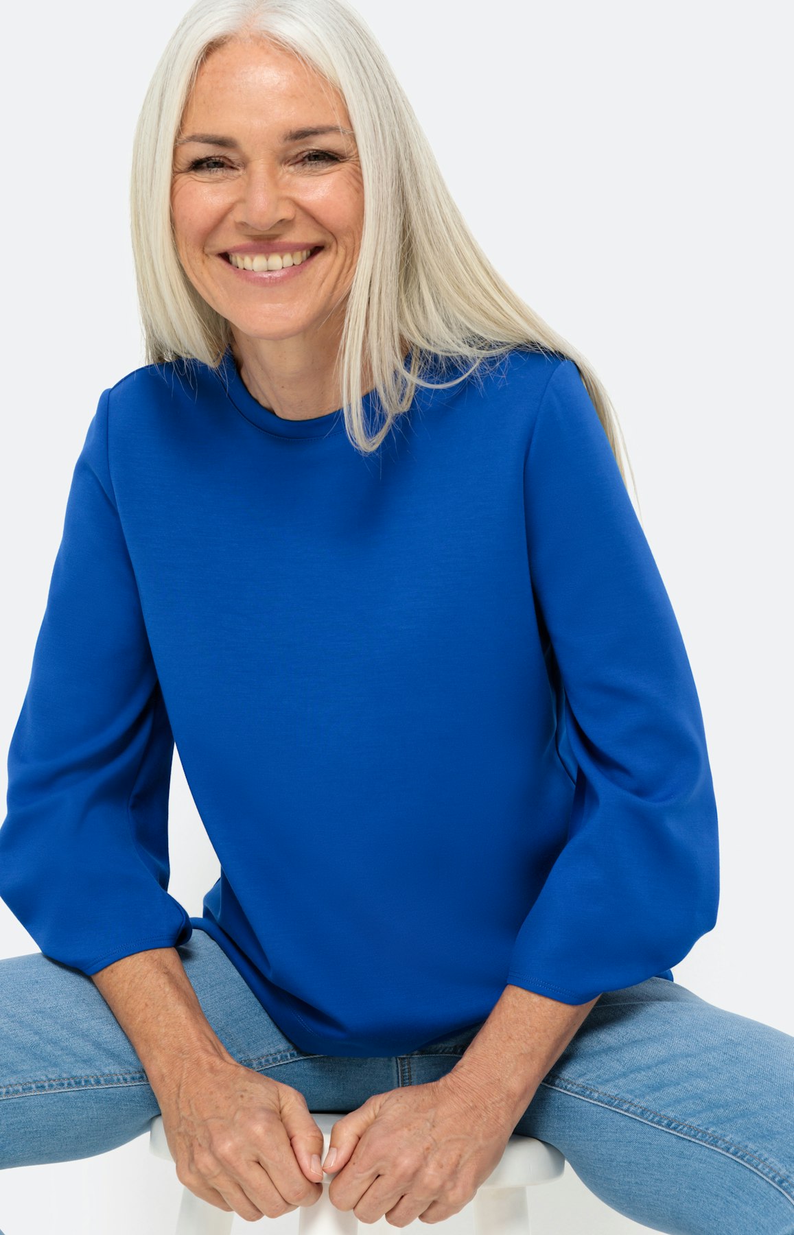 Scuba-Sweatshirt mit 3/4-Ärmel