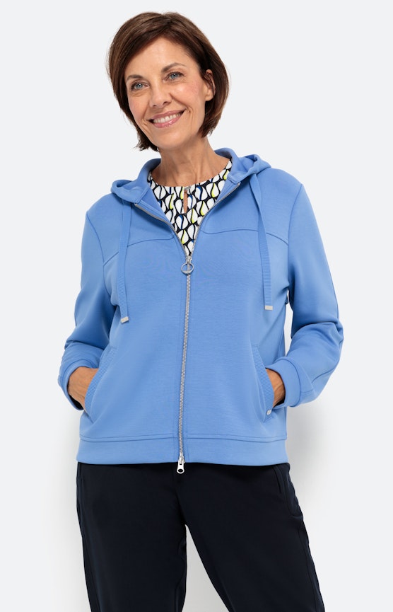 Sweatjacke mit Kapuze und langem Arm