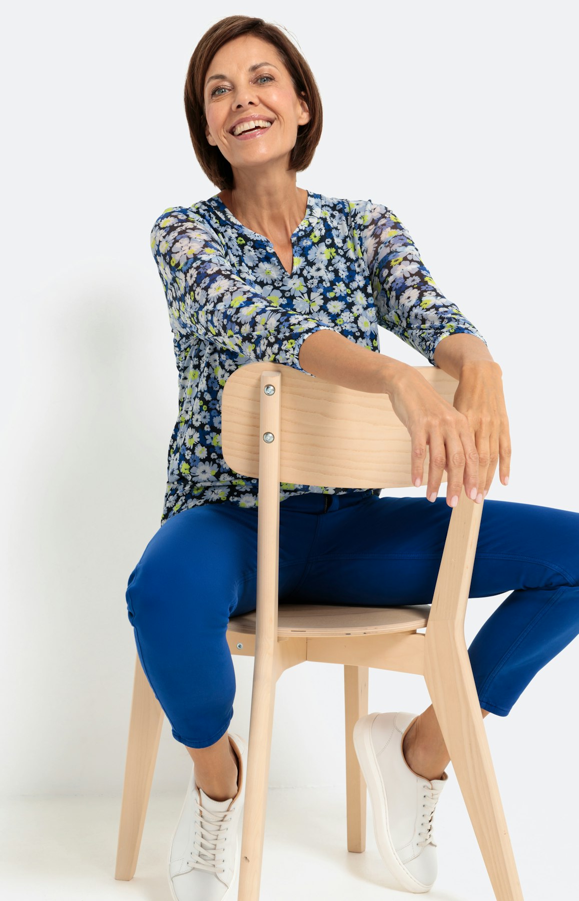 Shirt mit 3/4-Ärmel aus Mesh