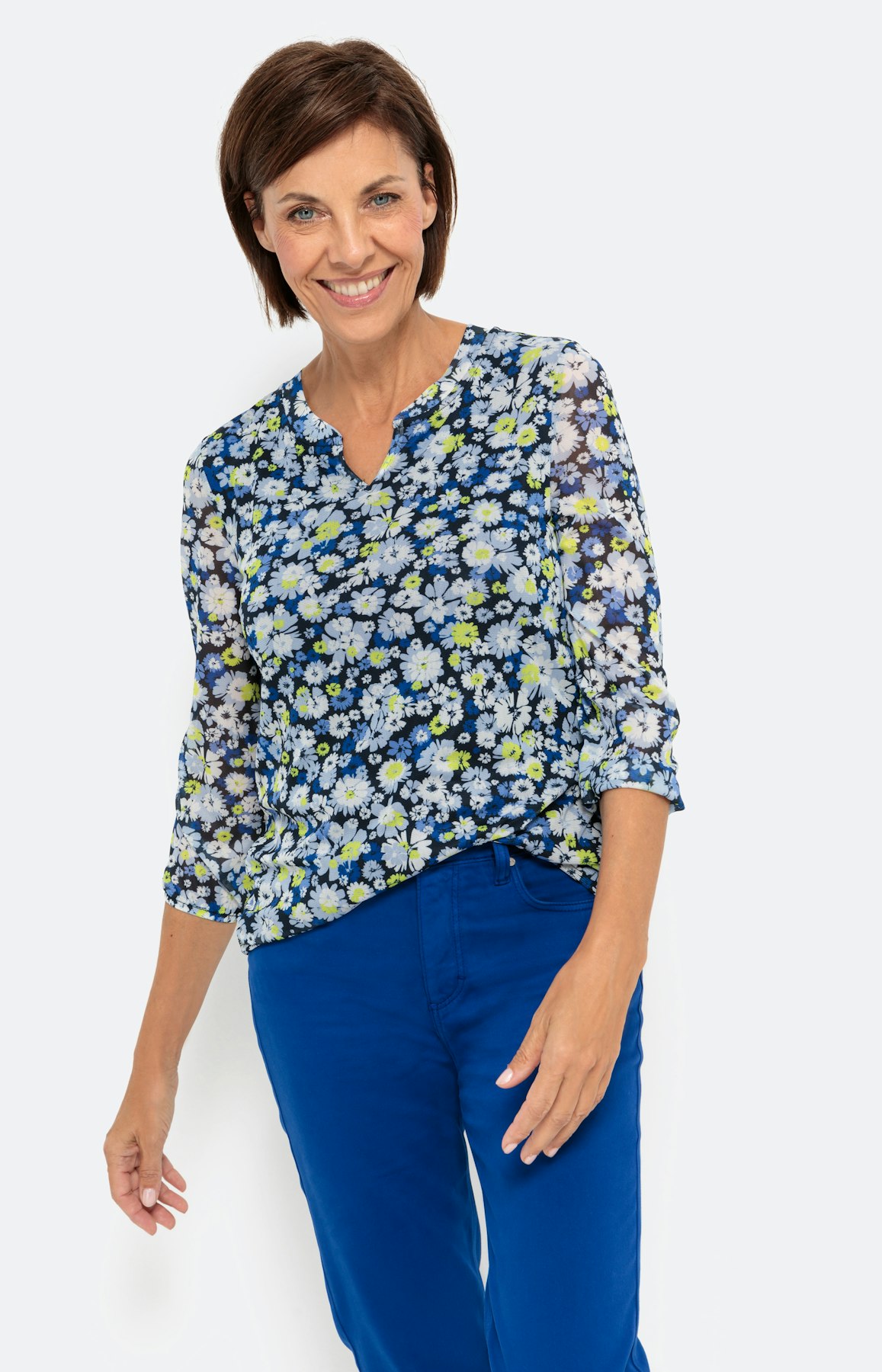 Shirt mit 3/4-Ärmel aus Mesh