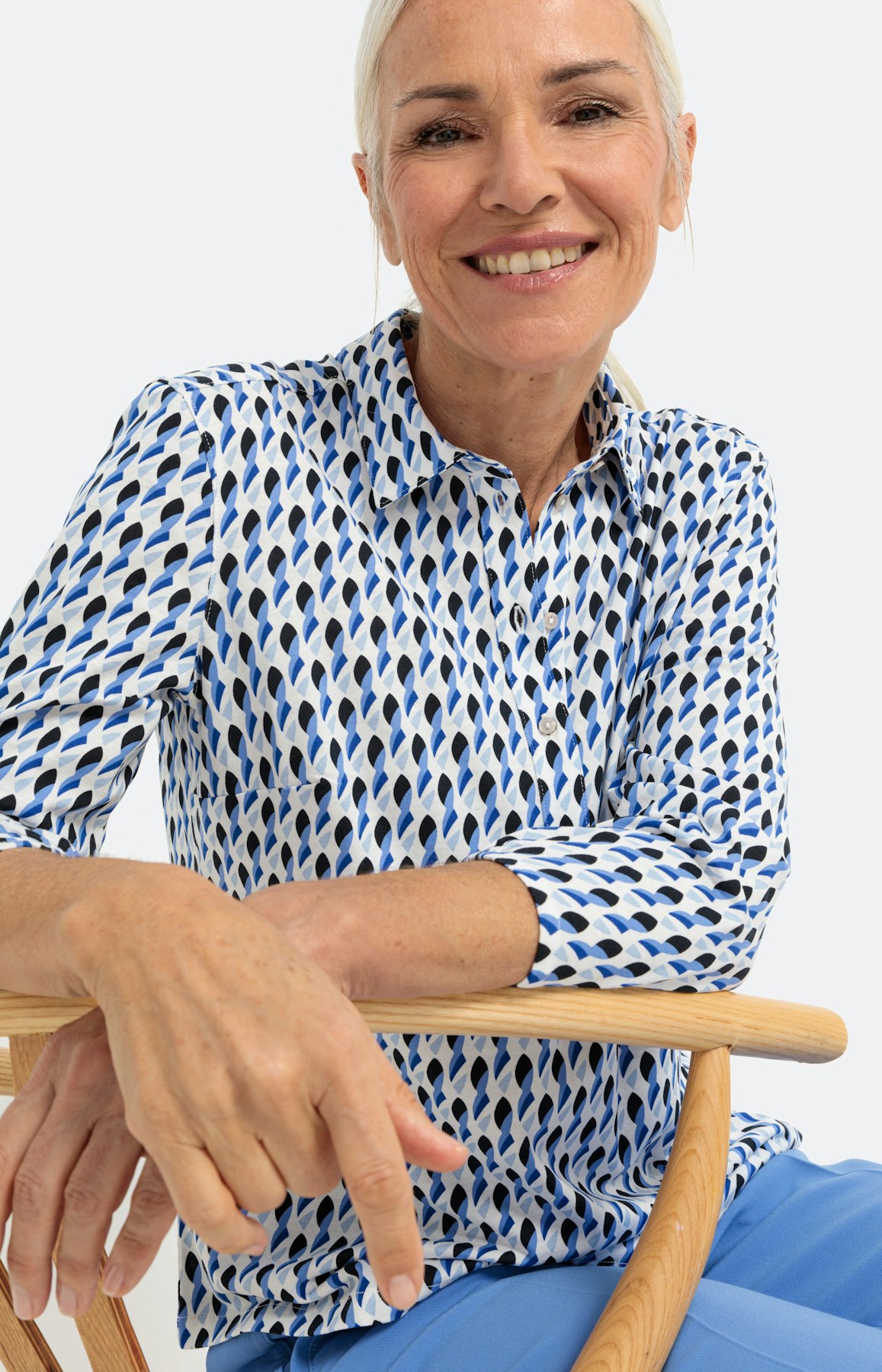 Gestippeld shirt met 3/4-mouwen