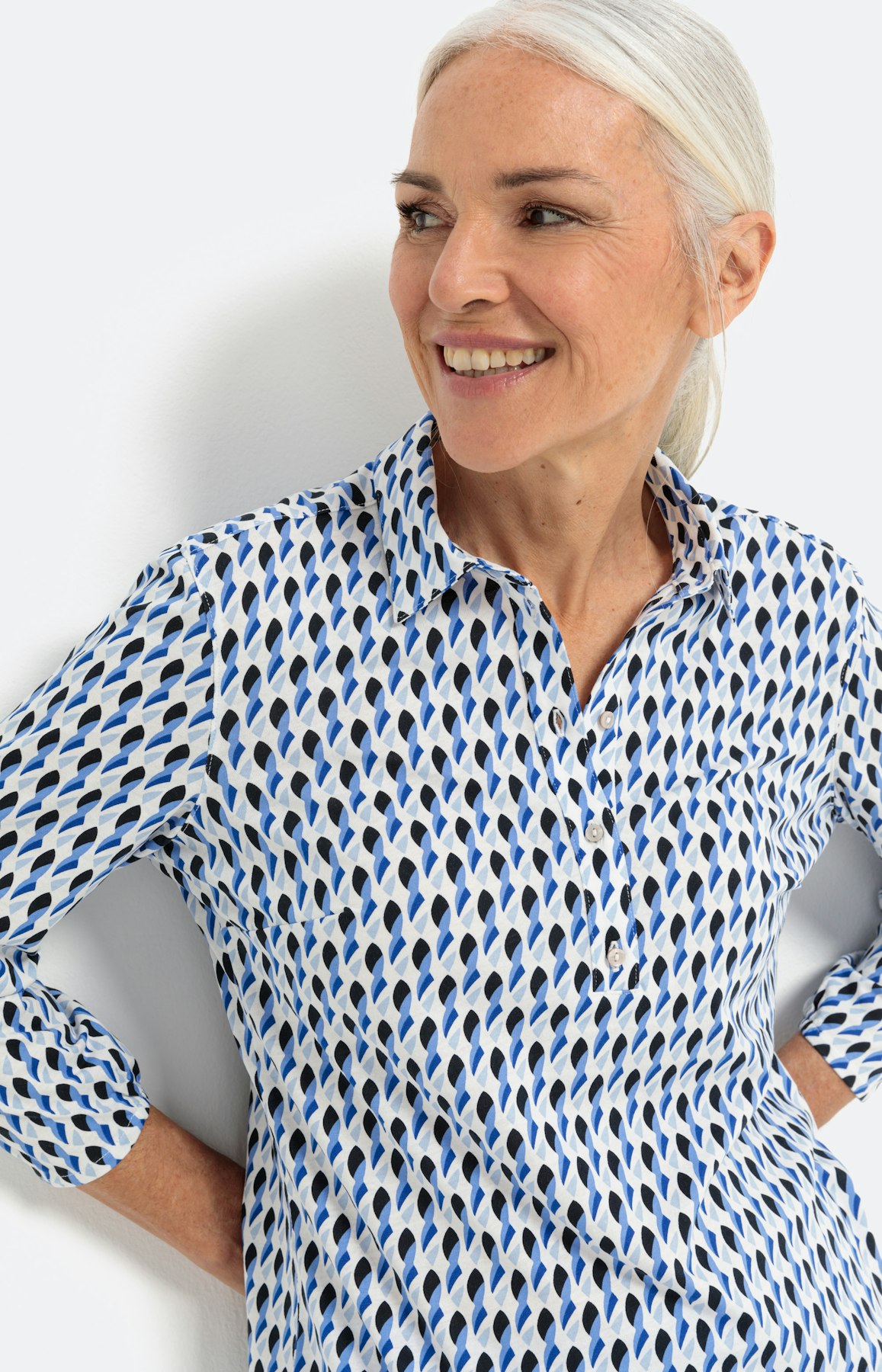 Gestippeld shirt met 3/4-mouwen