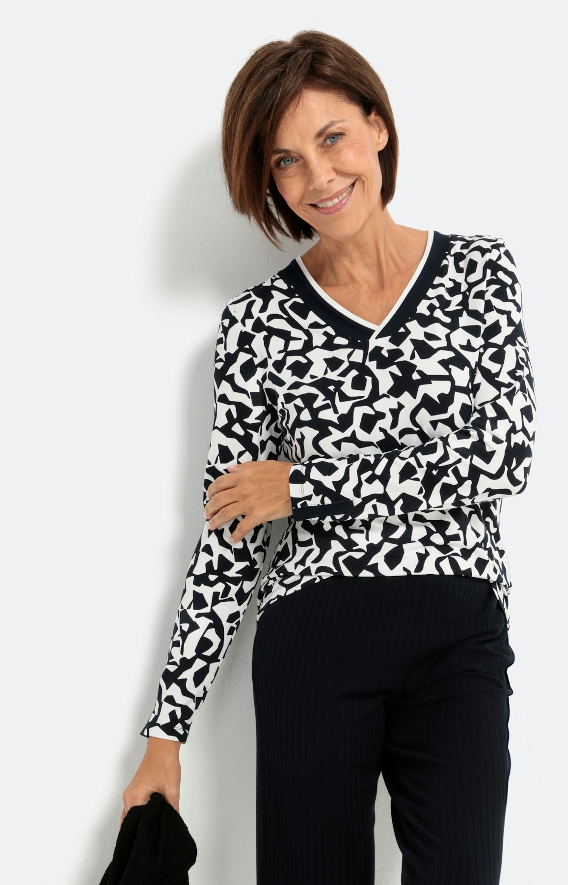 Gedessineerd shirt met lange mouwen