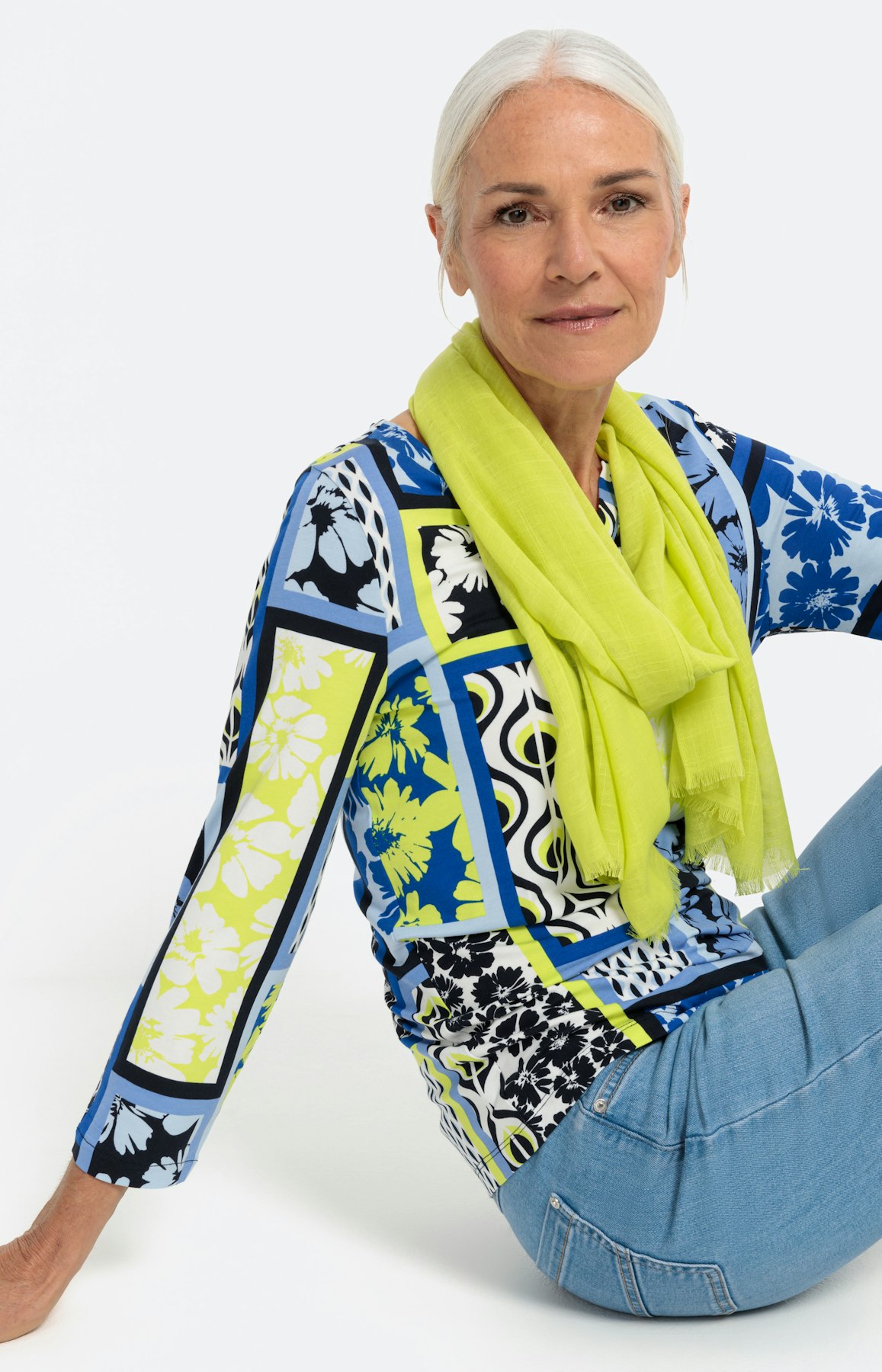 Shirt in patchdesign met 3/4-mouwen