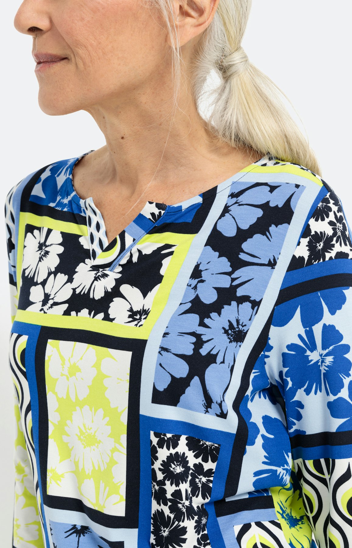 Shirt in patchdesign met 3/4-mouwen