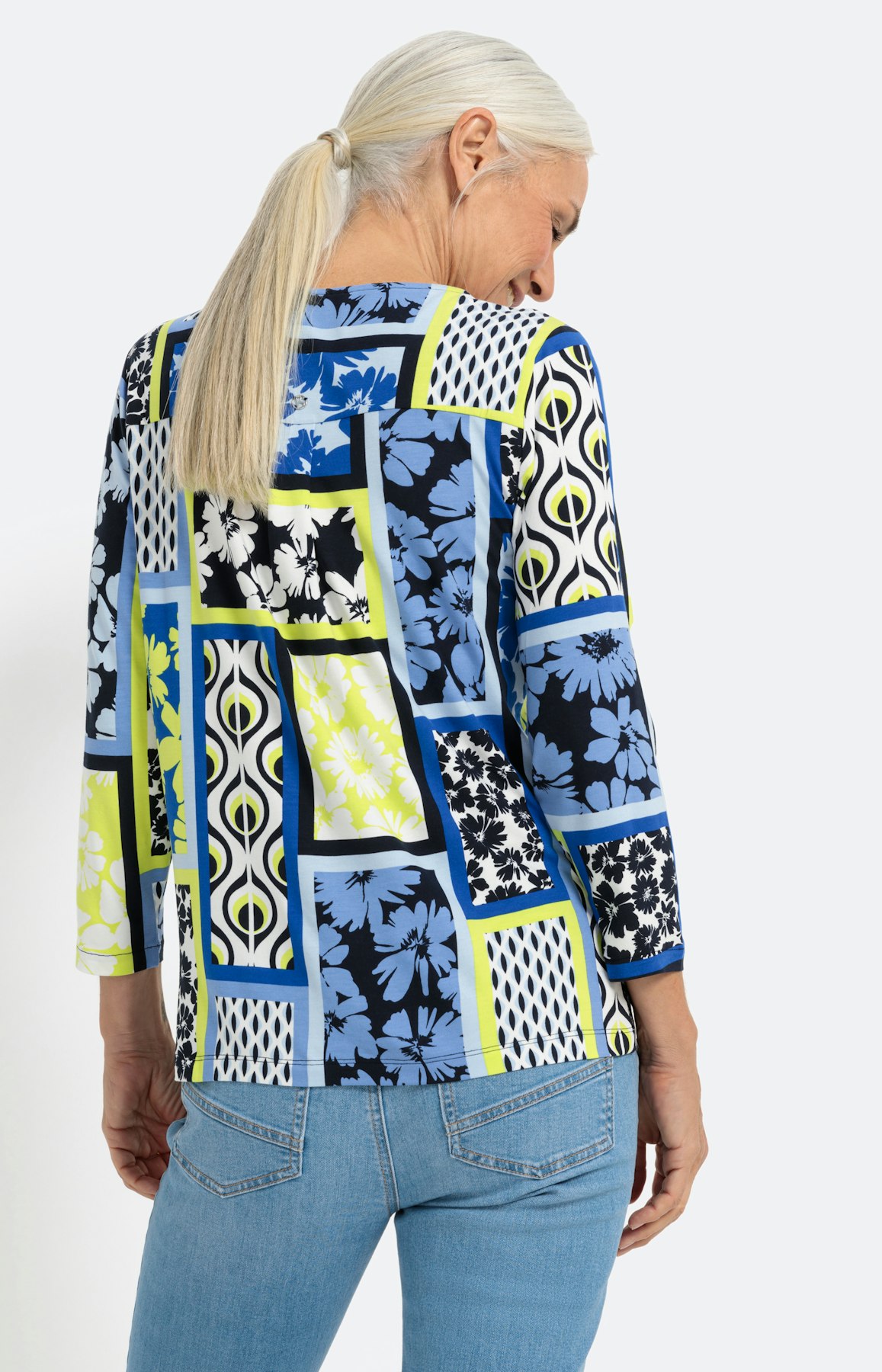 Shirt in patchdesign met 3/4-mouwen