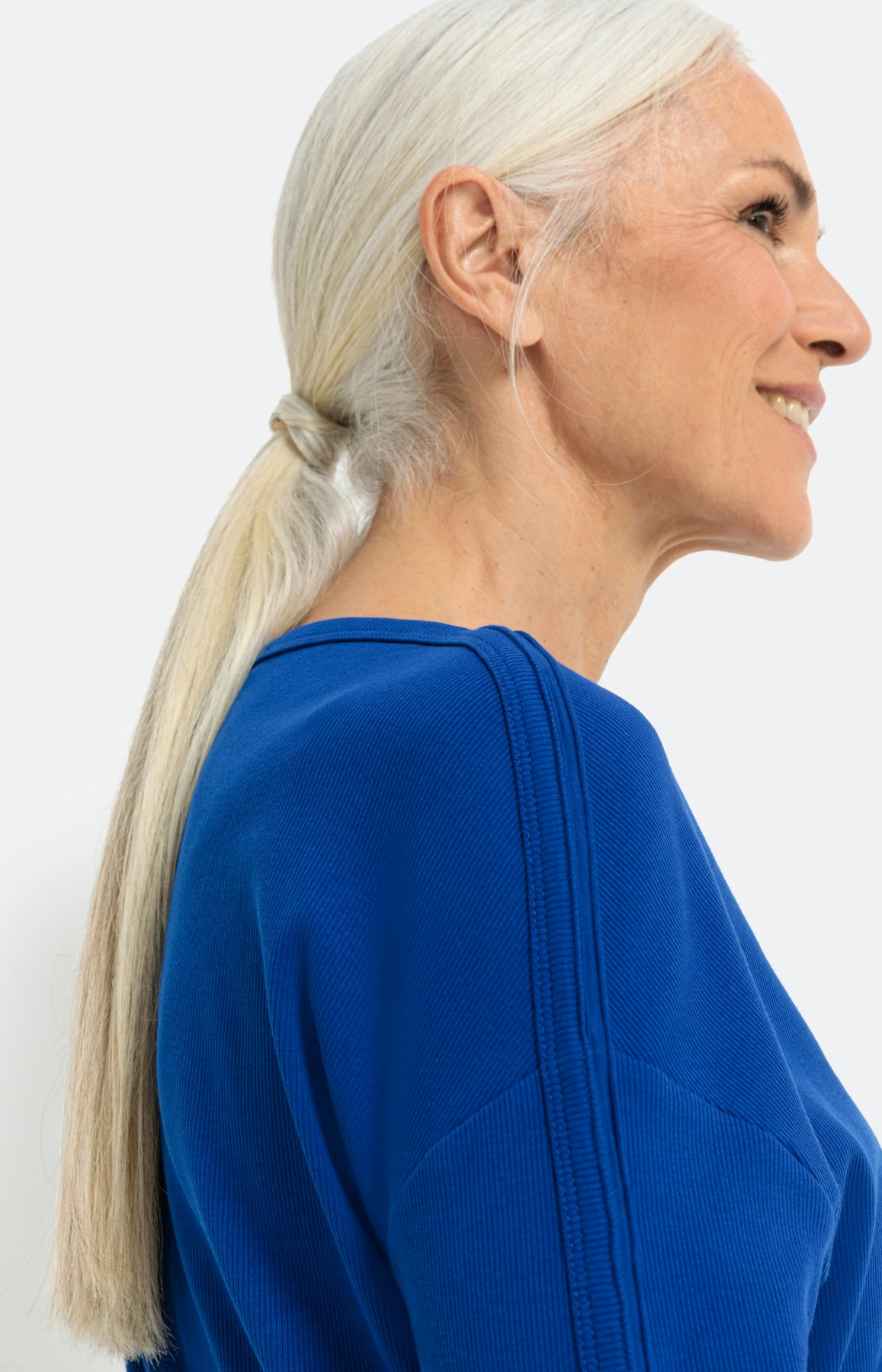 Geripptes Sweatshirt mit 3/4-Ärmel