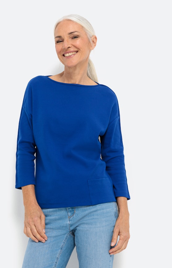 Geribd sweatshirt met 3/4-mouwen